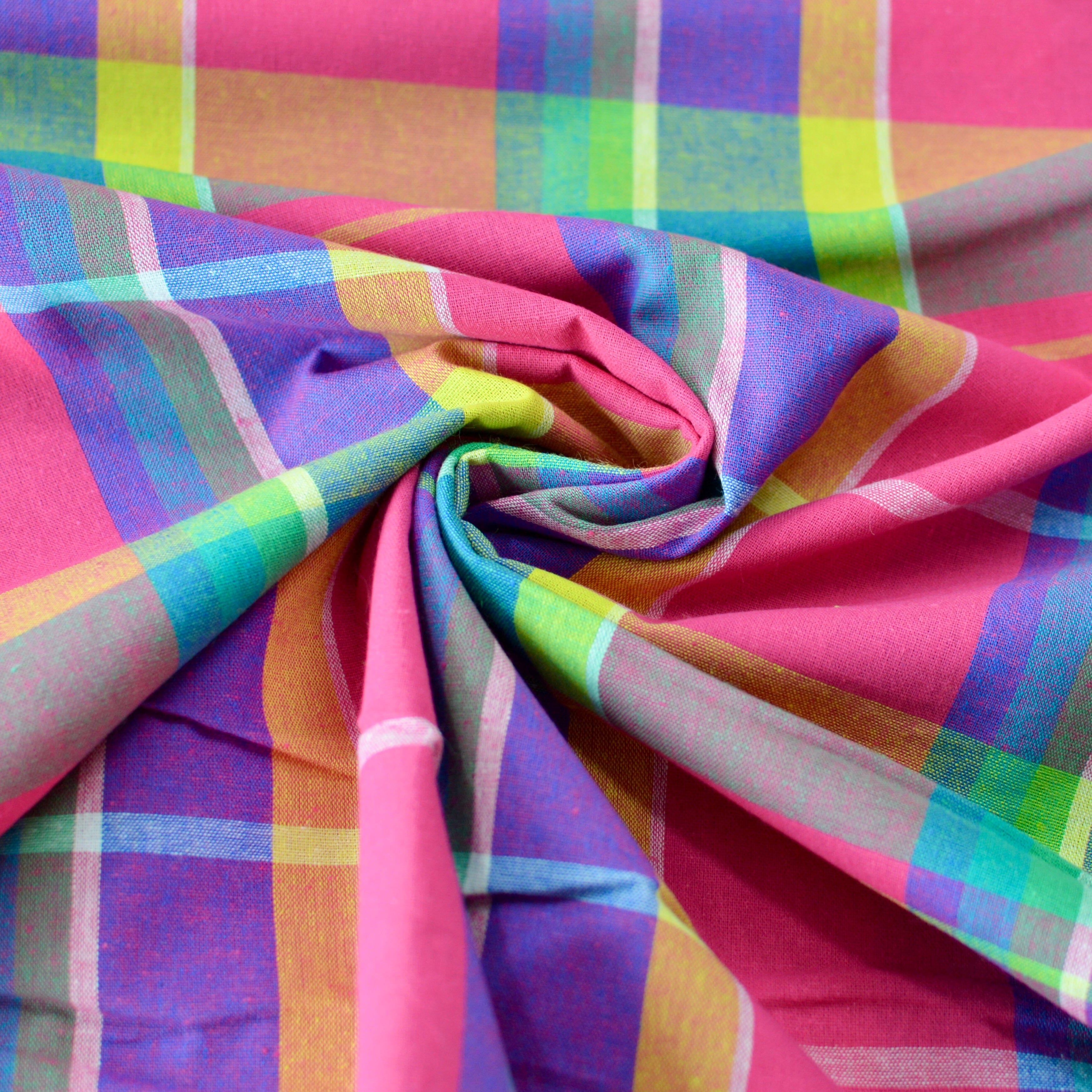 Baumwolle Webware pink türkis lila gelb bunt kariert Fabric poshpinks