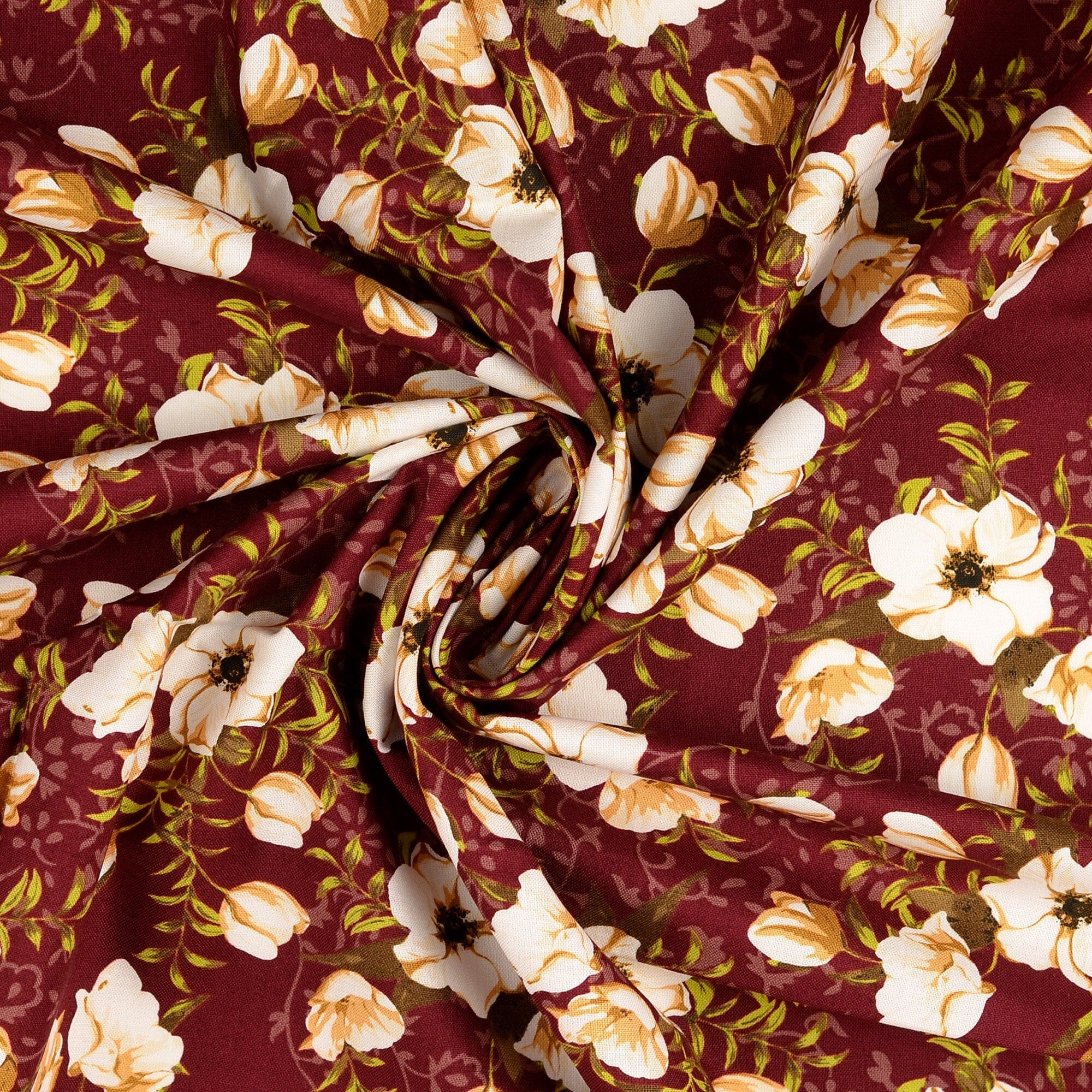 Baumwoll Popeline - Freesia - Bordeaux Fabric poshpinks