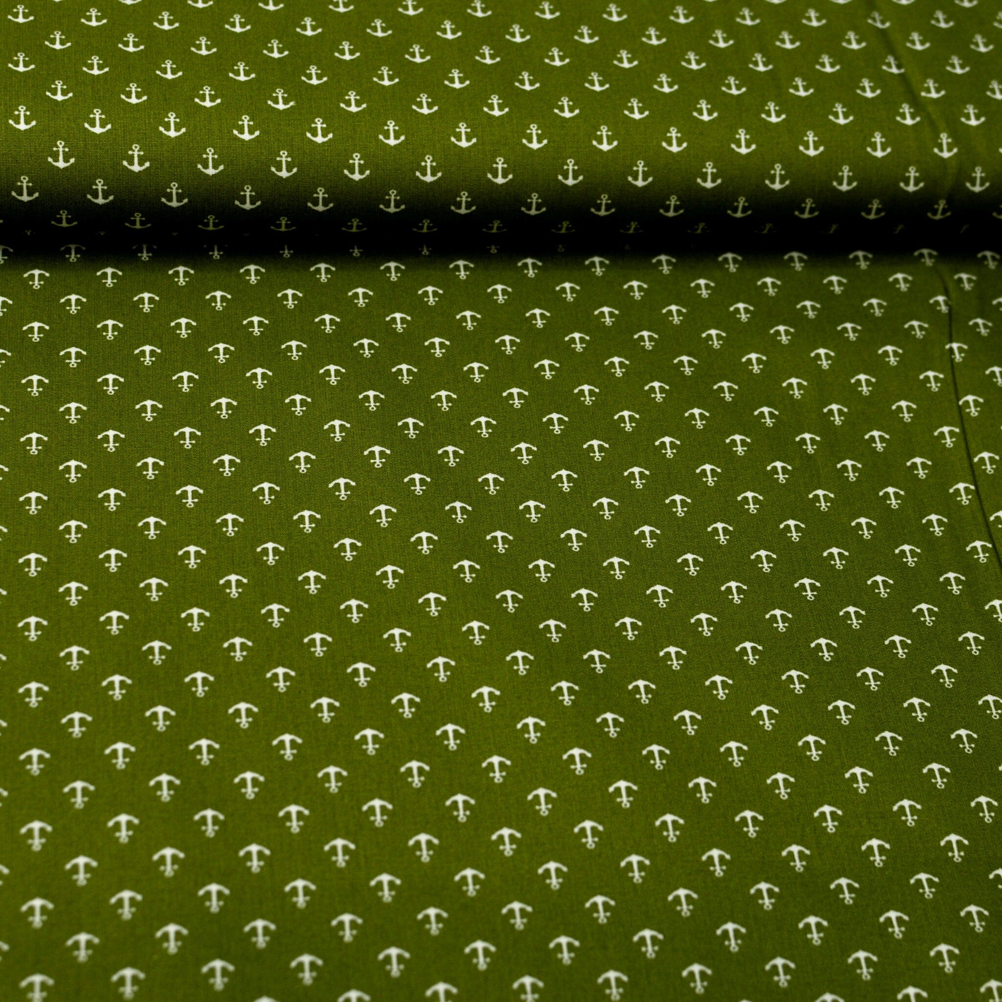 Baumwoll Popeline Anker - Mini - grün weiß Fabric poshpinks