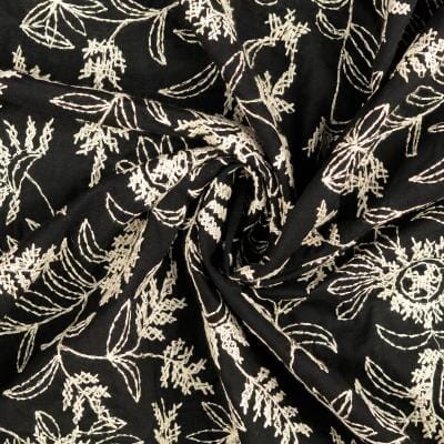 Baumwolle Popeline - mit Stickerei schwarz Fabric poshpinks