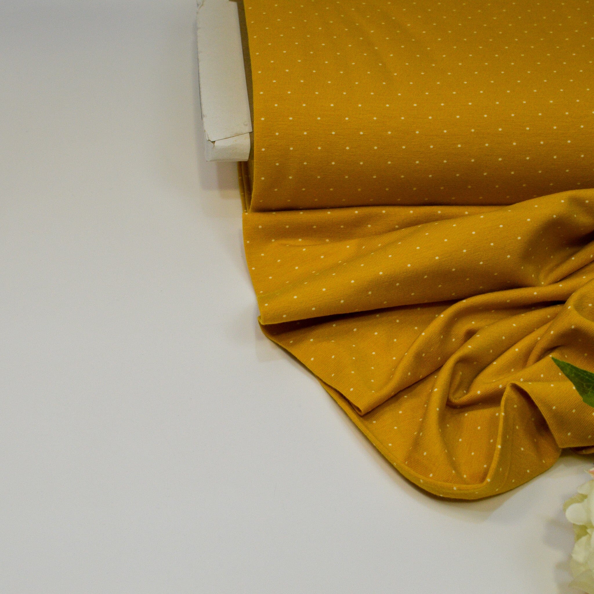 Baumwolljersey - mini dots - senfgelb Fabric poshpinks