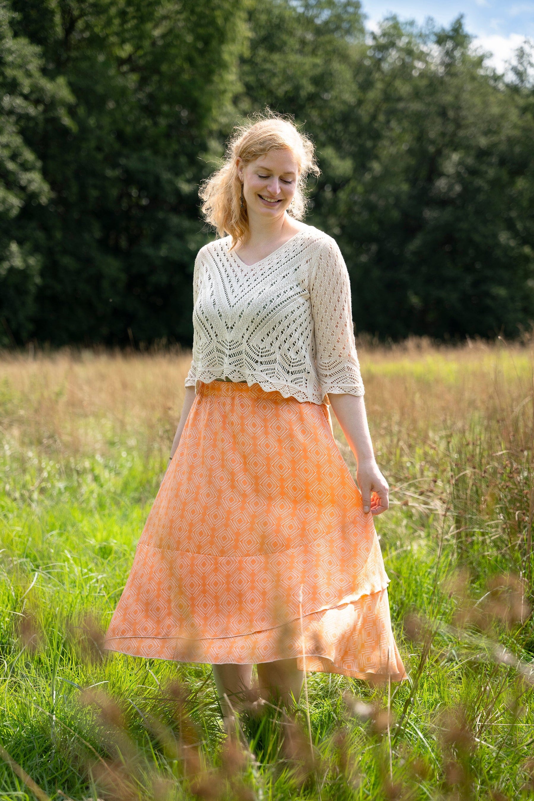 Tencelsatin - Rhonda Ikat Marigold Fabric poshpinks