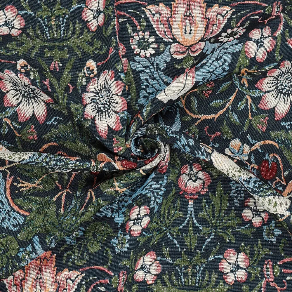 Gobelin / Jacquard / Dekostoff - Tapestry Vintage Birds blue Fabric poshpinks