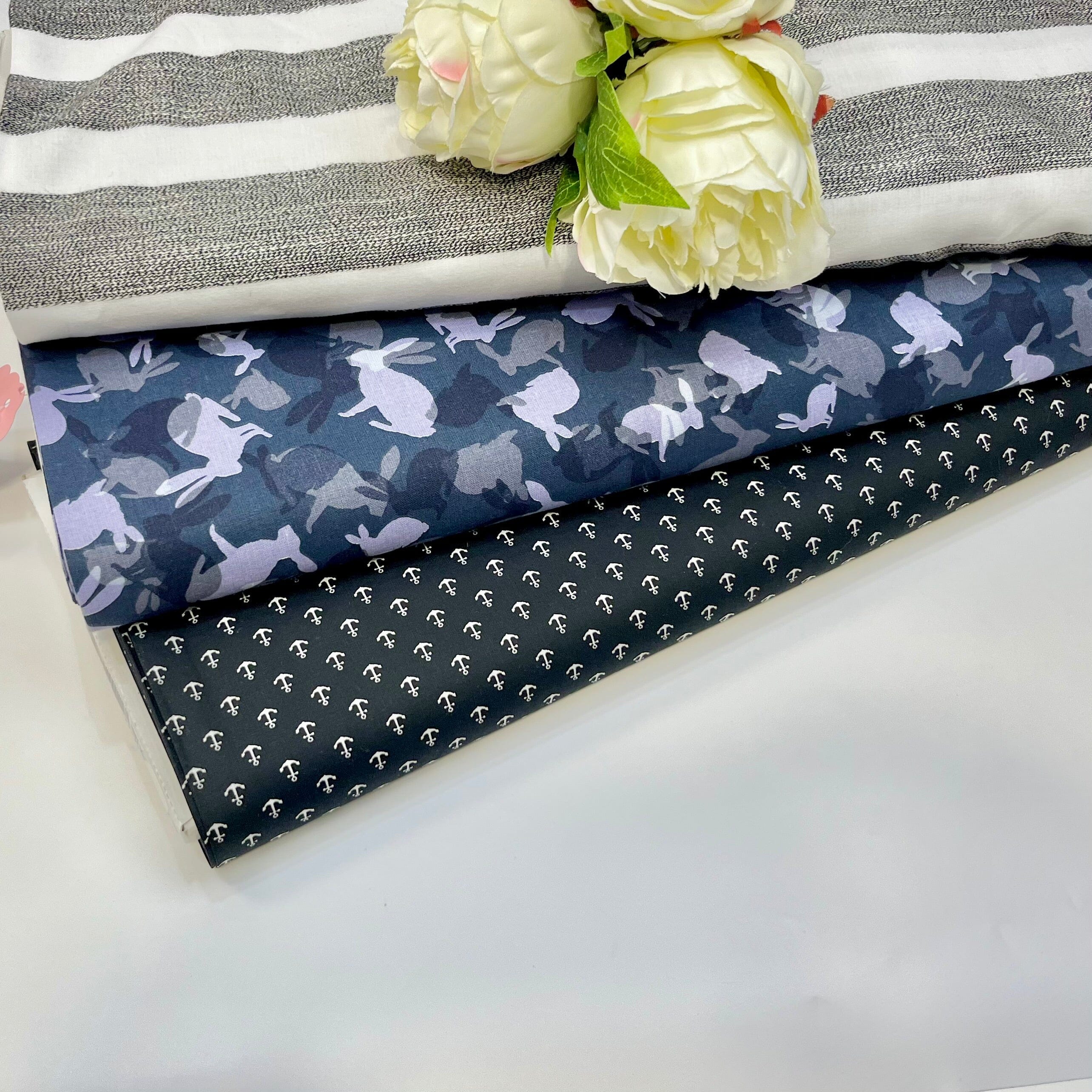 Baumwoll Cretonne - Webware mit Häschen - schwarz Fabric poshpinks