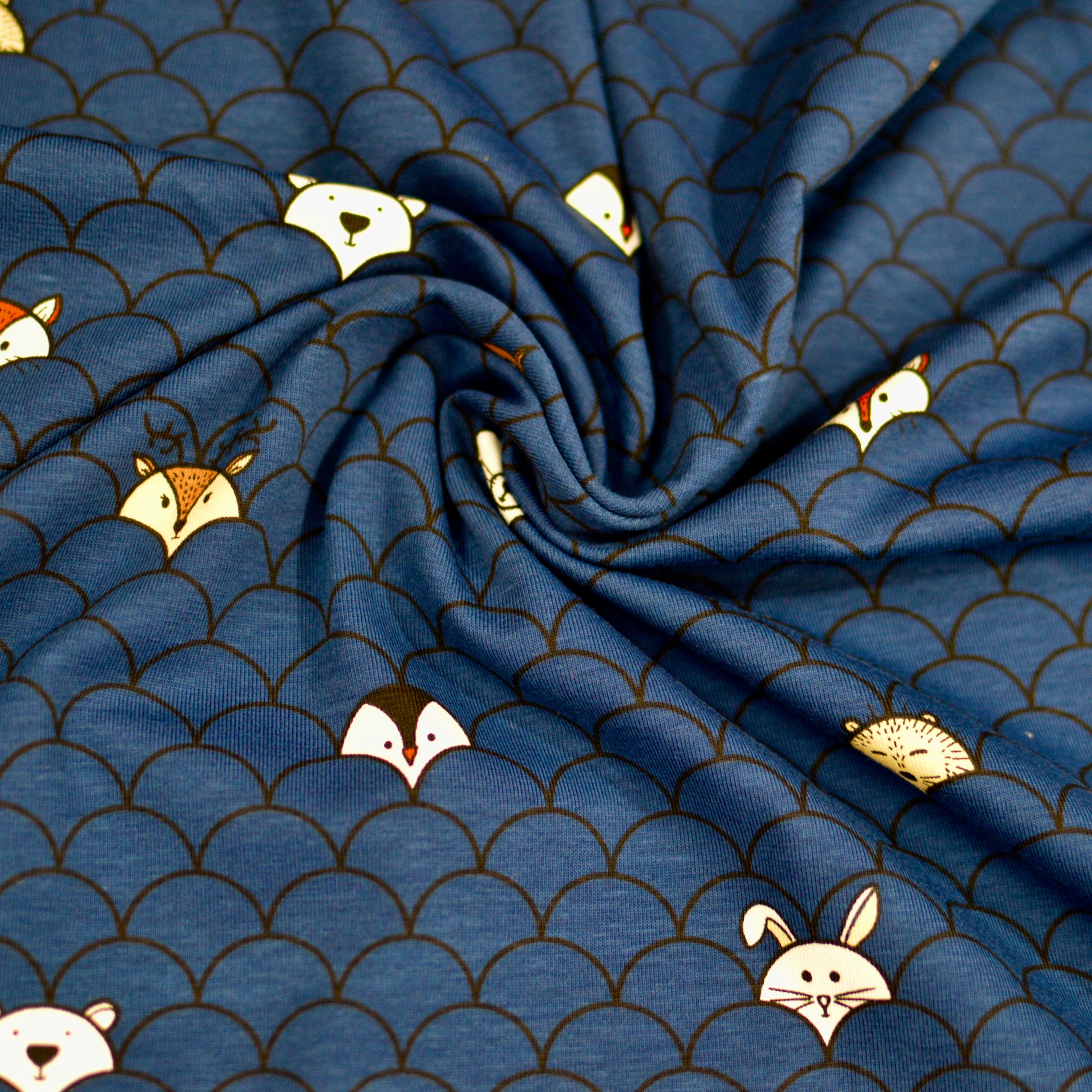 Baumwolljersey - Wavie Hello - dunkelblau Fabric poshpinks