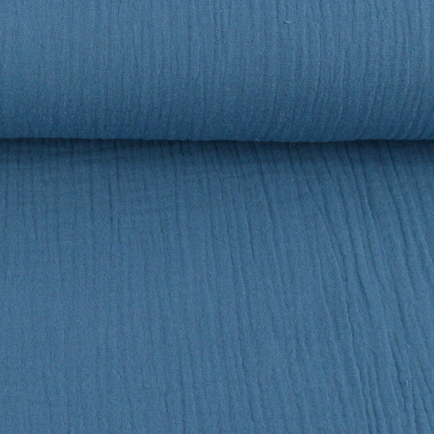 Reststück 1,4m! Musselin - Stahlblau Fabric poshpinks