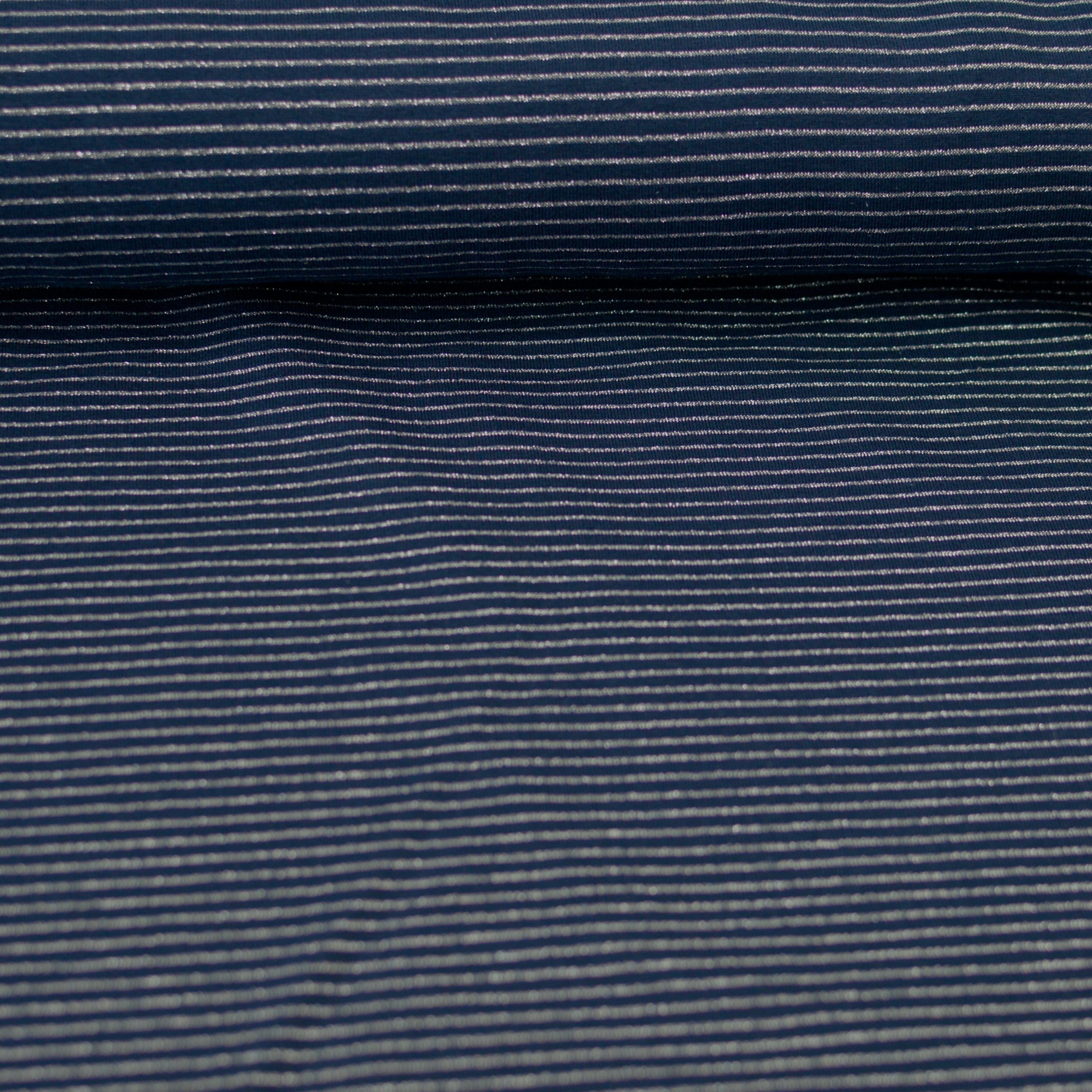 Baumwolljersey - Streifen/Ringel glitzer dunkelblau Silber Fabric poshpinks