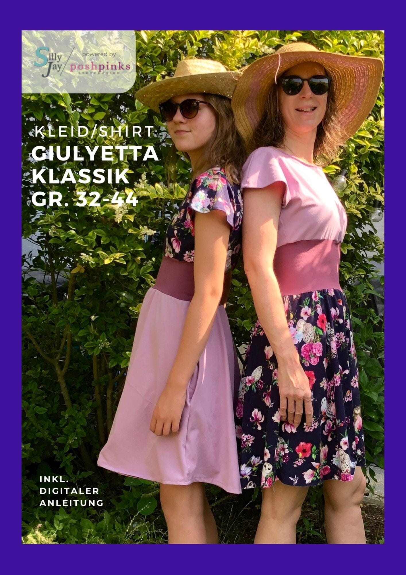 Papierschnittmuster Giulyetta Mom Klassik - Kleid 32-44 - A0 Plot inkl. digitaler Anleitung! Schnittmuster poshpinks
