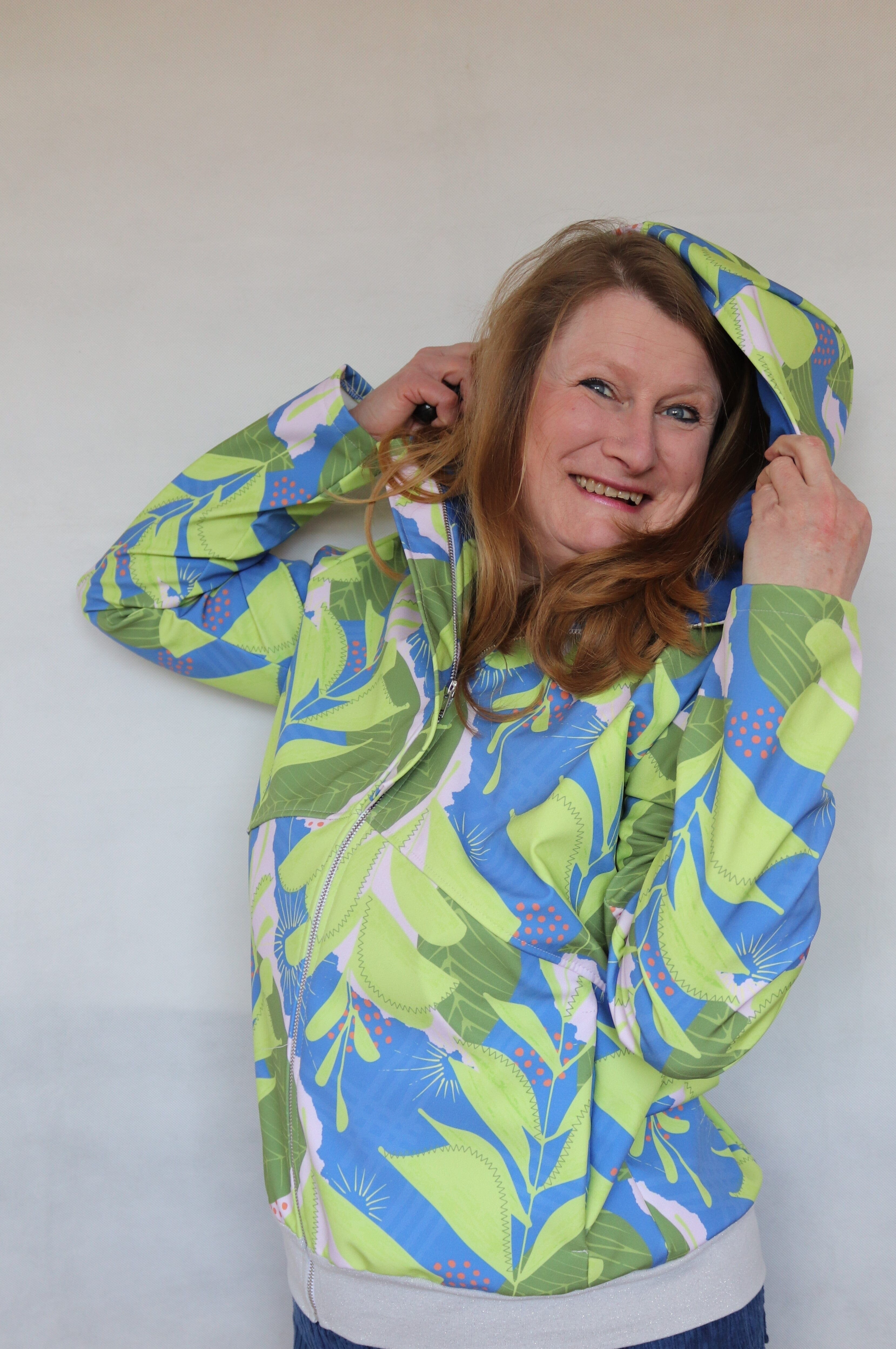 Softshell Brushed - Camille - Große Blätter Fabric poshpinks