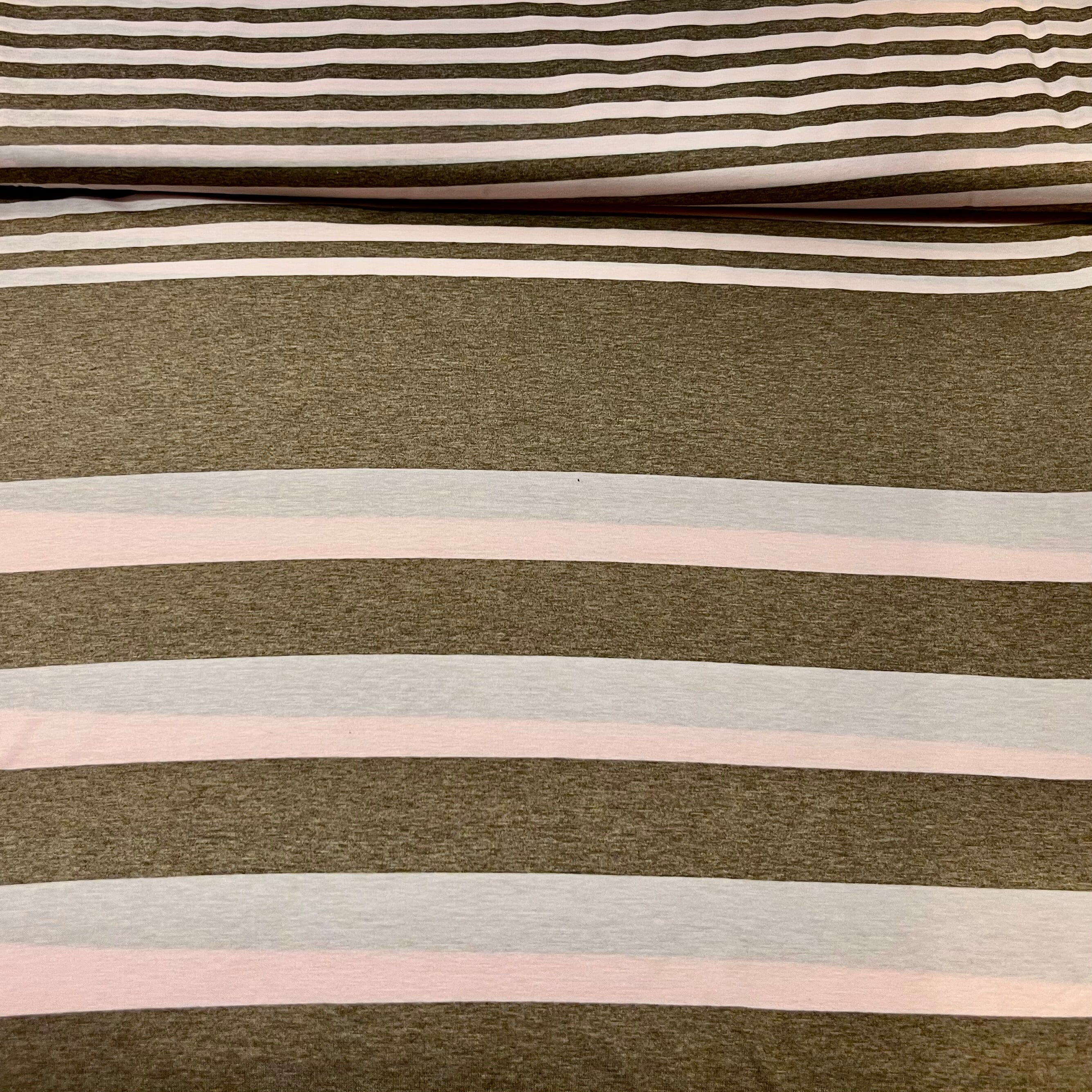 Baumwolljersey - Streifen / Ringel - apricot Taupe Fabric poshpinks