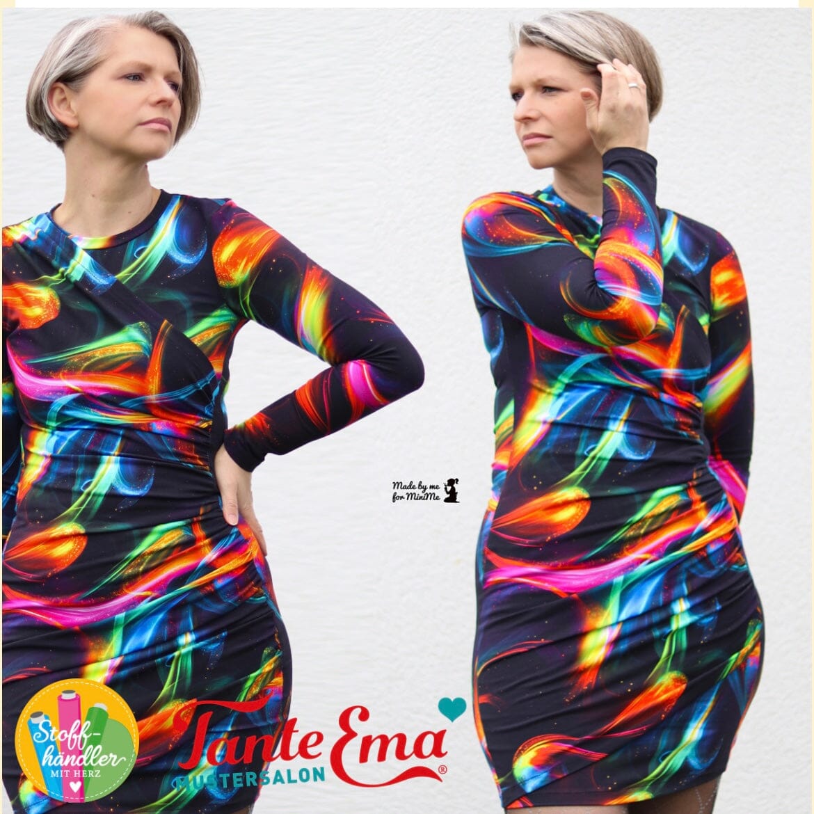 Stoffhändler mit Herz Eigenproduktion 17 - Aqua Flora by Tante Ema Fabric poshpinks