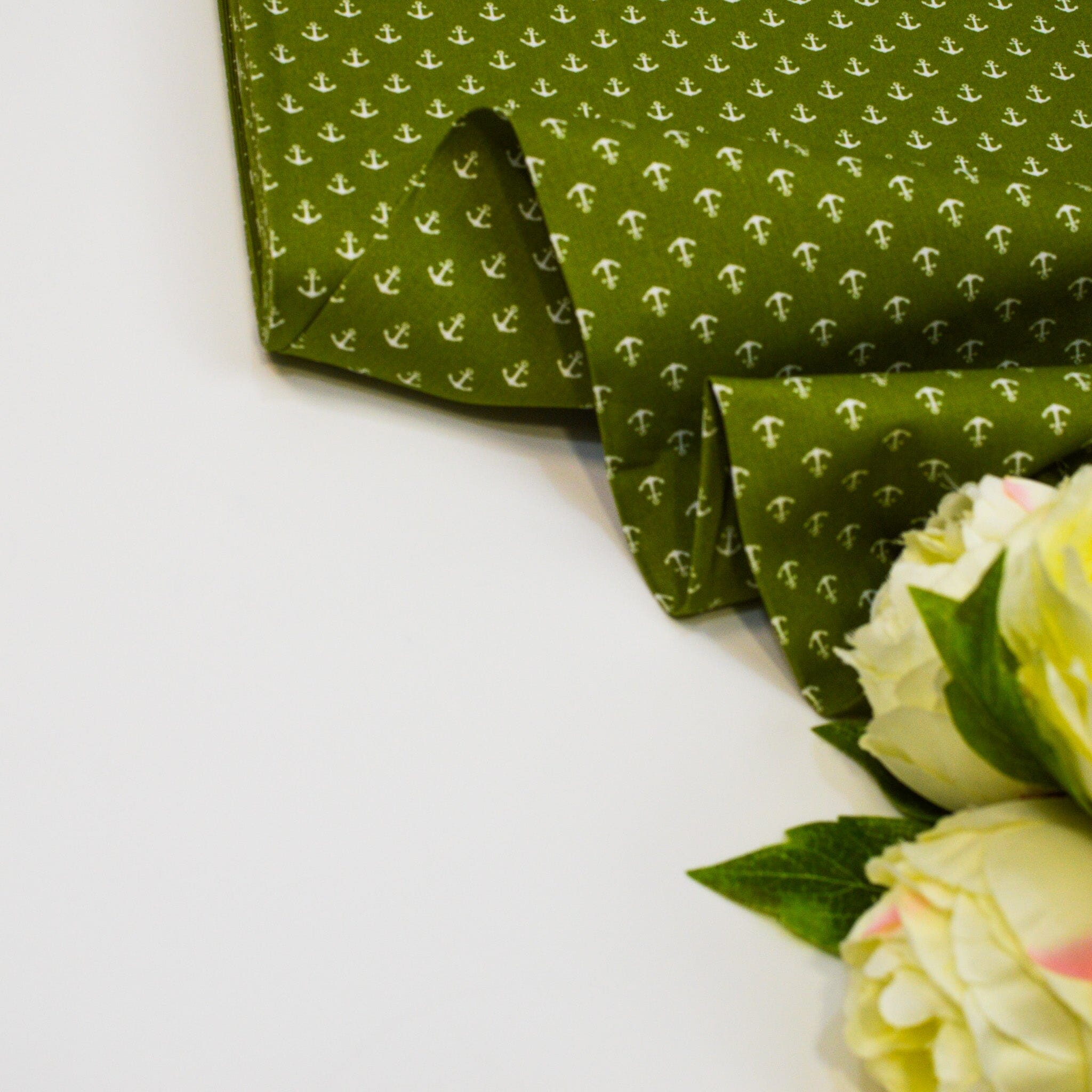 Baumwoll Popeline Anker - Mini - grün weiß Fabric poshpinks