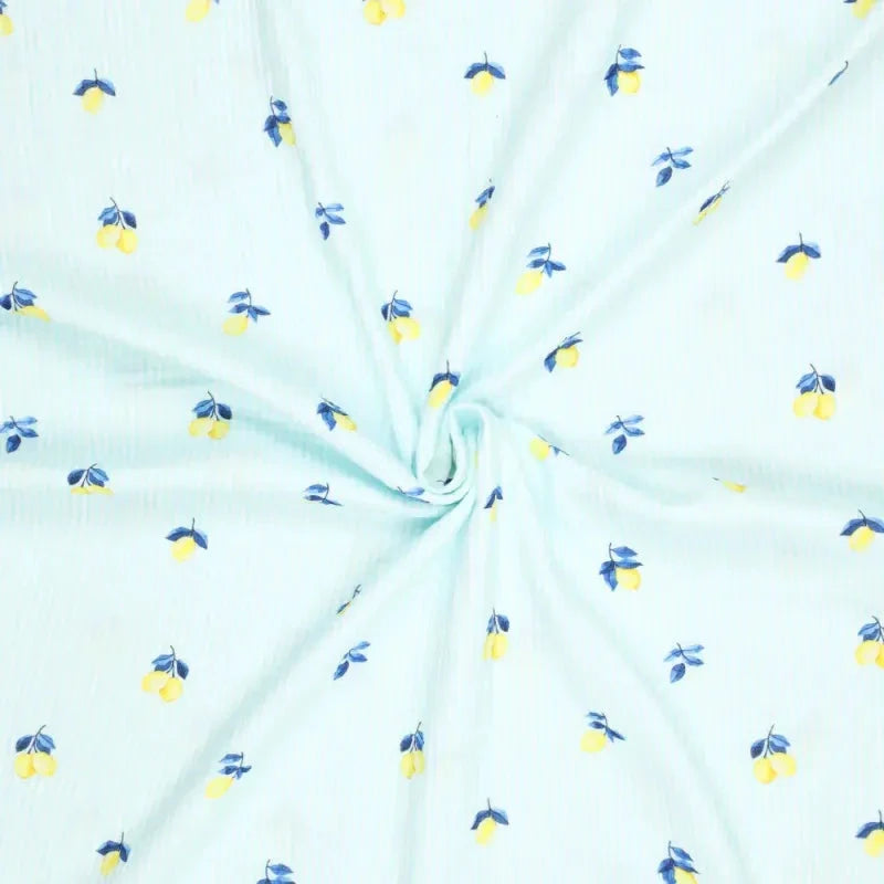 Musselin - Lemon Stripesc - Aqua weiß gelb Fabric poshpinks