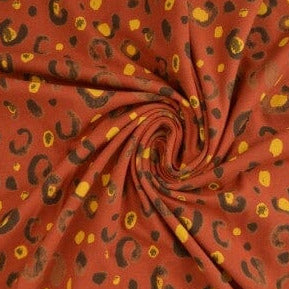 Baumwolljersey - Leomuster rostrot Fabric poshpinks
