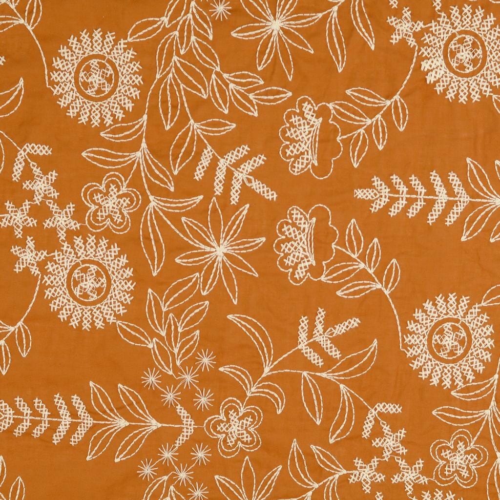 Baumwolle Popeline - mit Stickerei ockergelb Fabric poshpinks