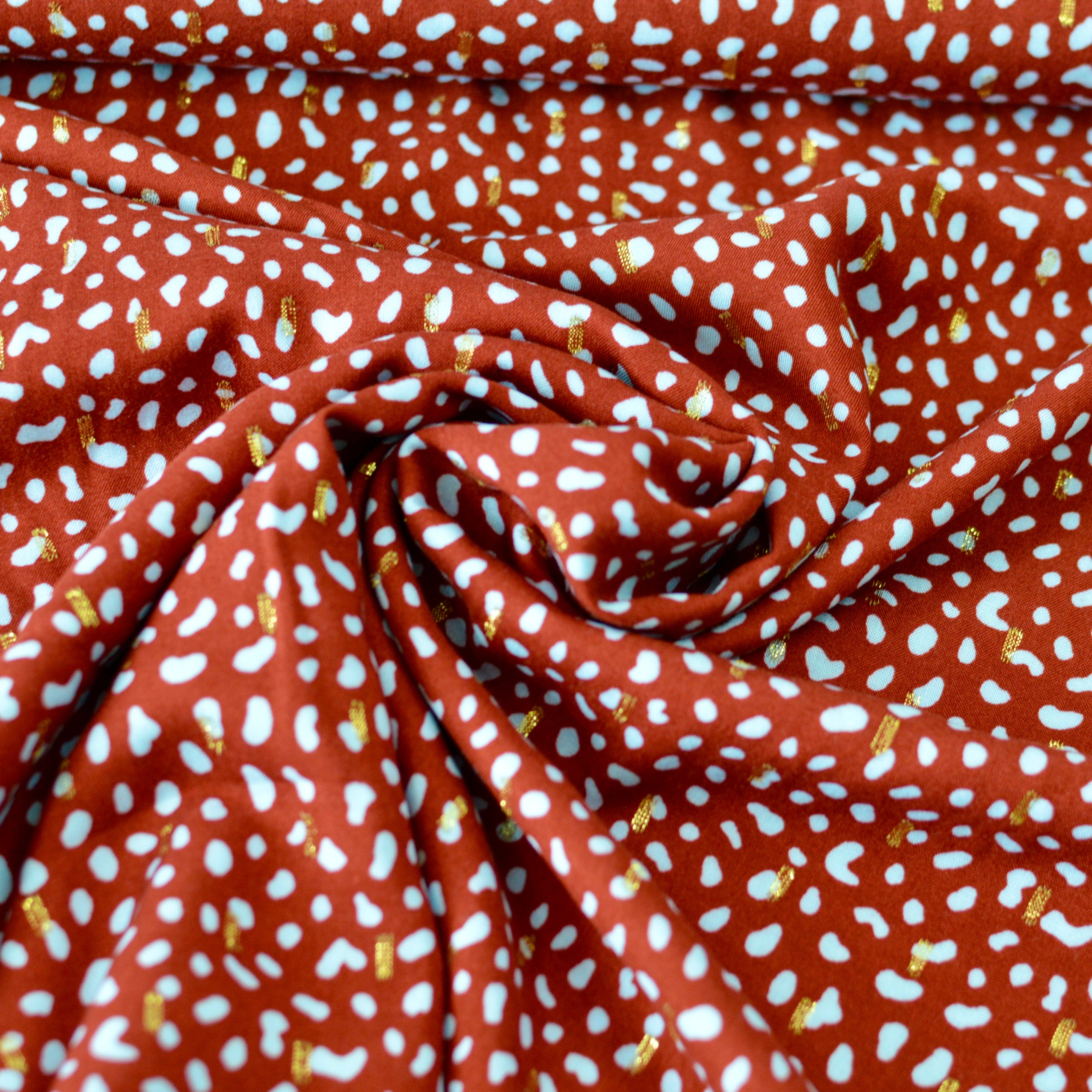 Viskose - Dots & Glitzer - bordeauxrot hellblau Fabric poshpinks