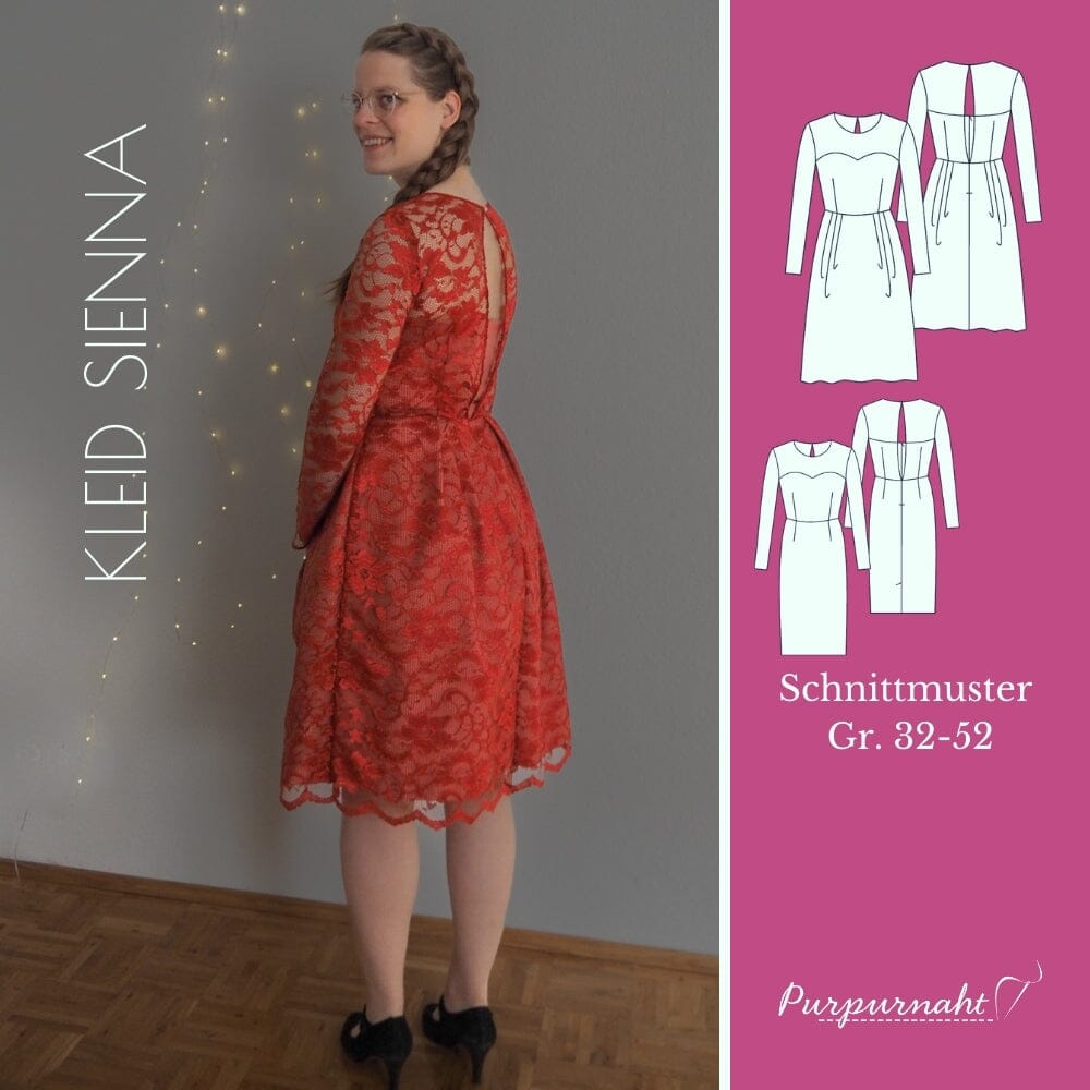 Purpurnaht Schnittmuster Ebook - Kleid Sienna - Gr. 32-52 Schnittmuster poshpinks