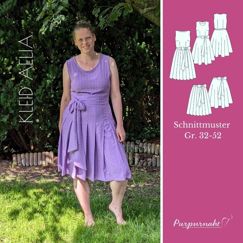Purpurnaht Schnittmuster Ebook - Kleid Aelia - Gr. 32-52 Schnittmuster poshpinks