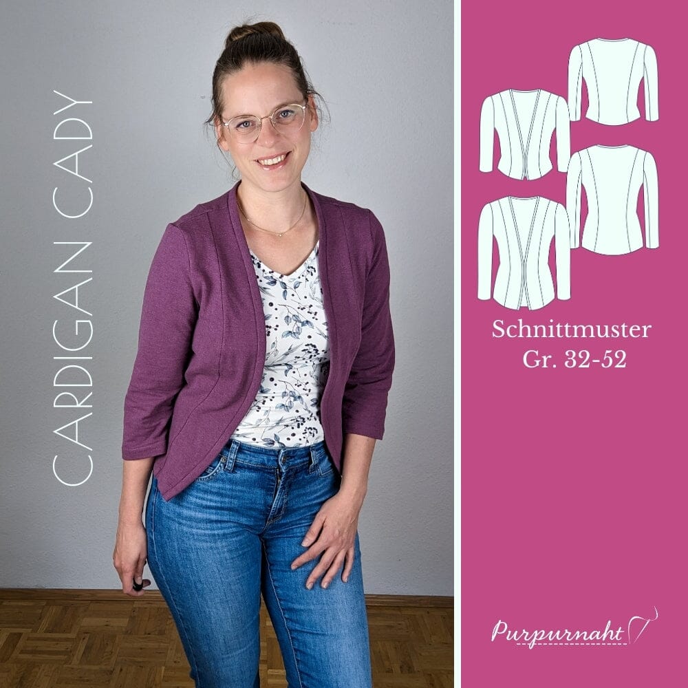 Purpurnaht Schnittmuster Ebook - Cardigan Cady - Gr. 32-52 Schnittmuster poshpinks