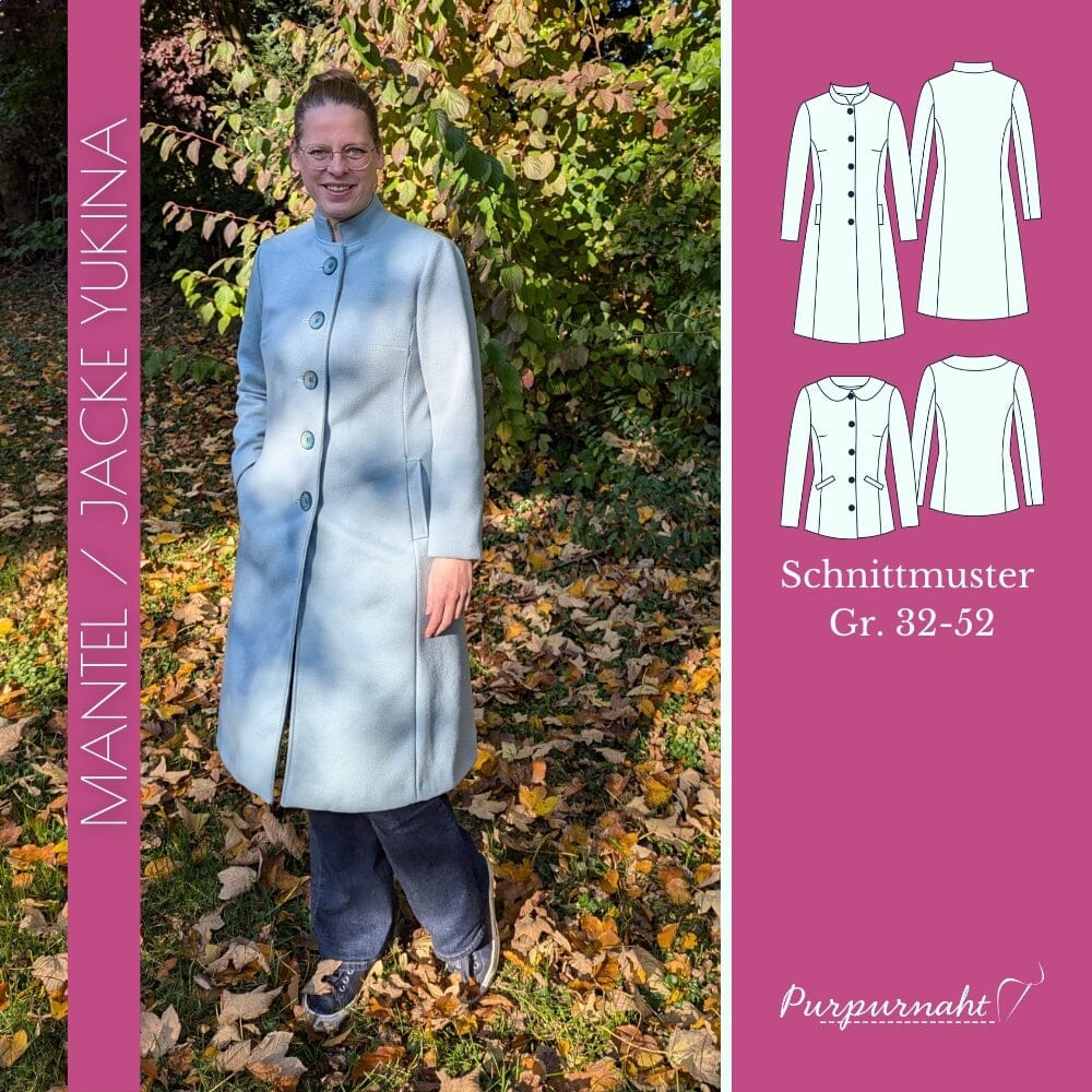 Purpurnaht Schnittmuster Ebook - Mantel Yukina - Gr. 32-52 Schnittmuster poshpinks