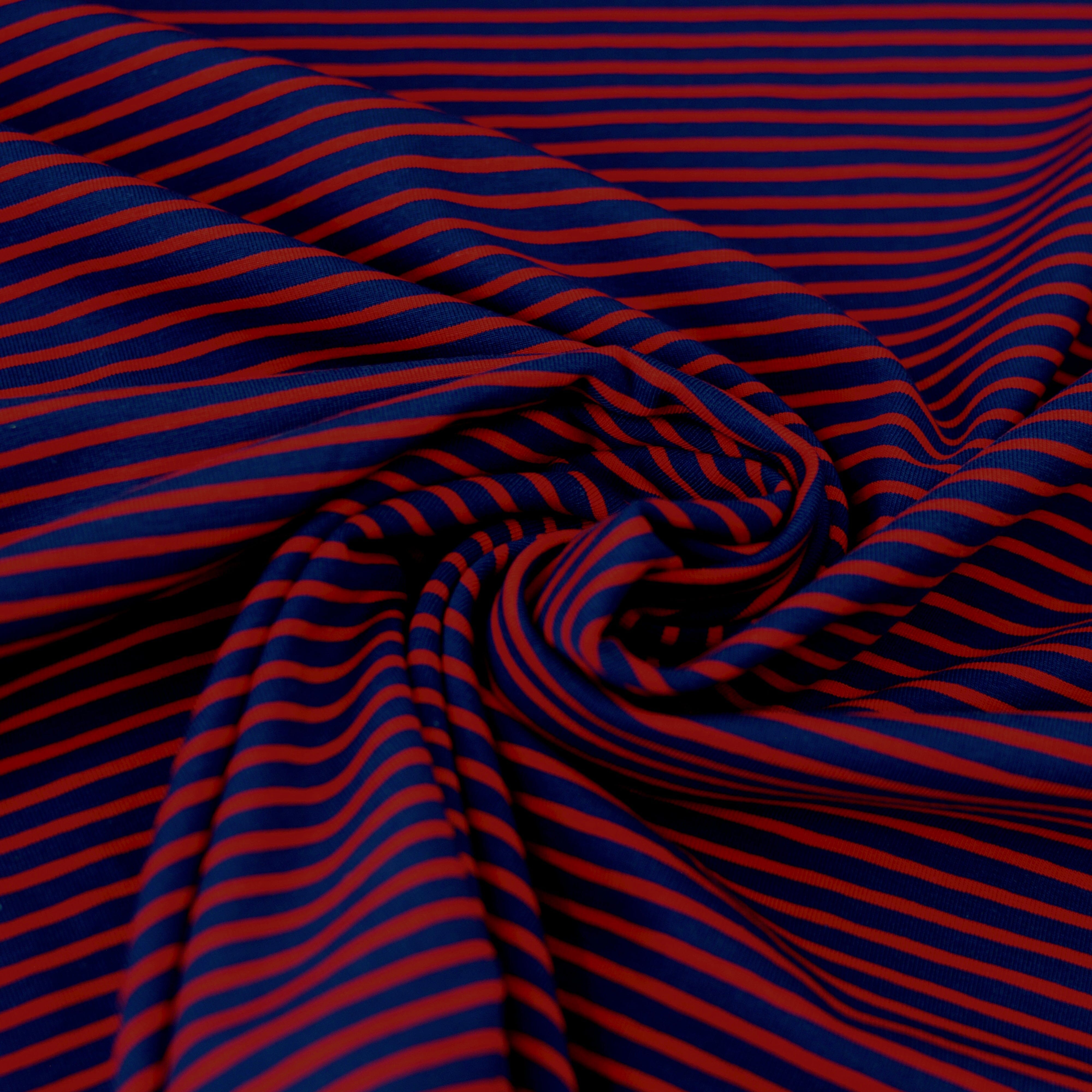 Baumwolljersey - Streifen/Ringel dunkelblau rot Fabric poshpinks