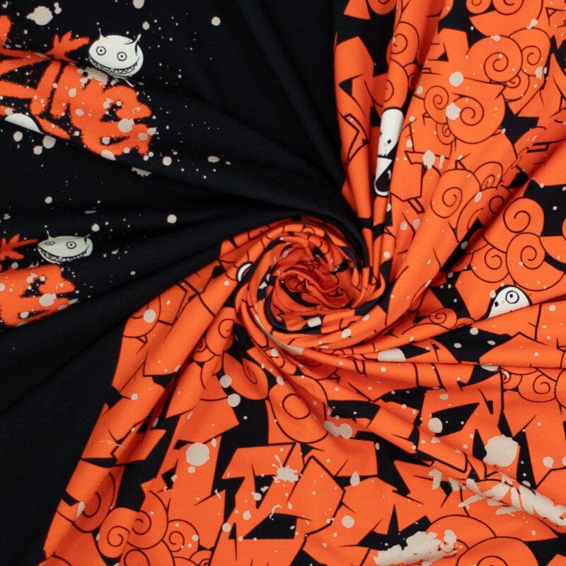 French Terry - Panel - Amazing Graffit - Orange / Black Fabric poshpinks
