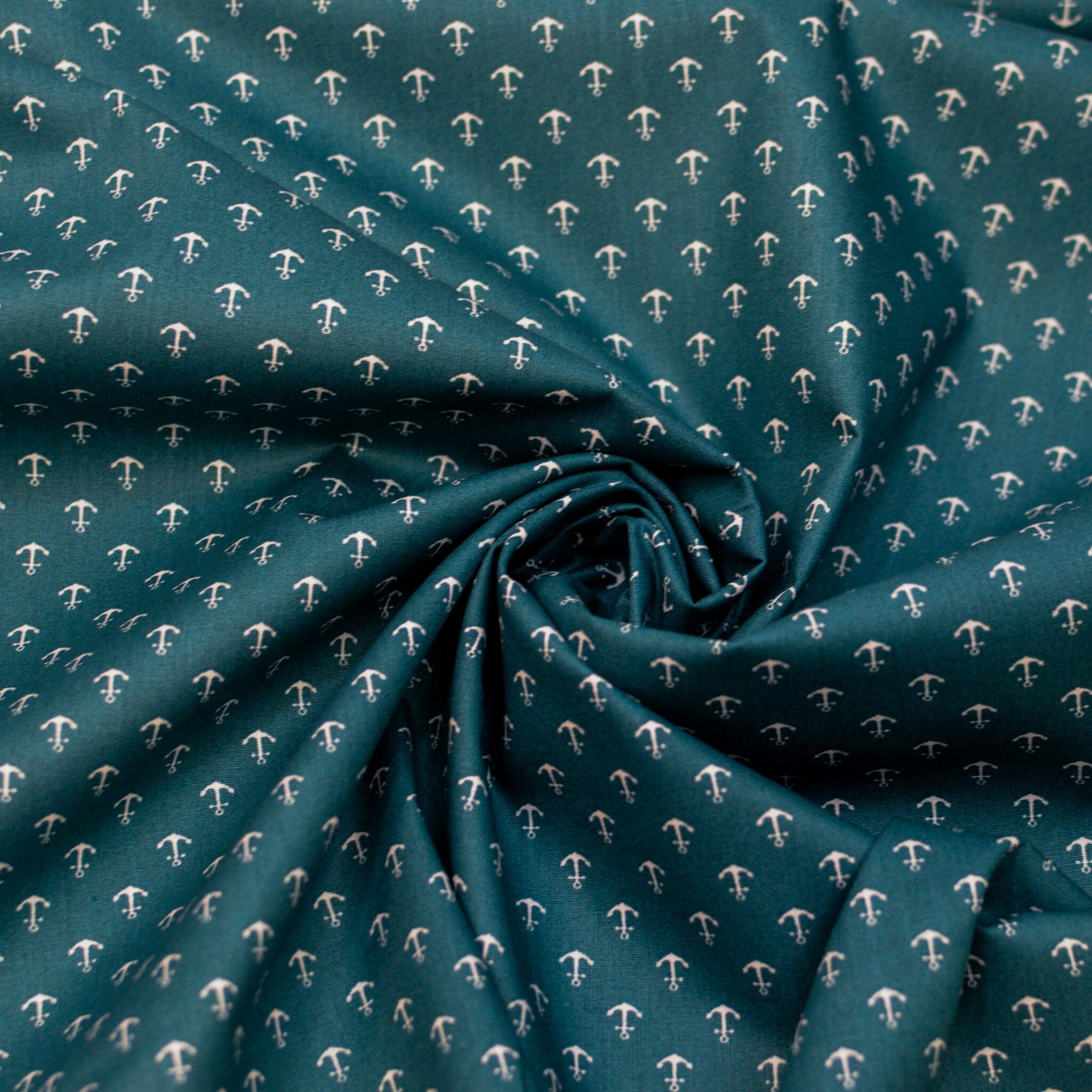 Baumwoll Popeline Anker - Mini - petrol weiß Fabric poshpinks