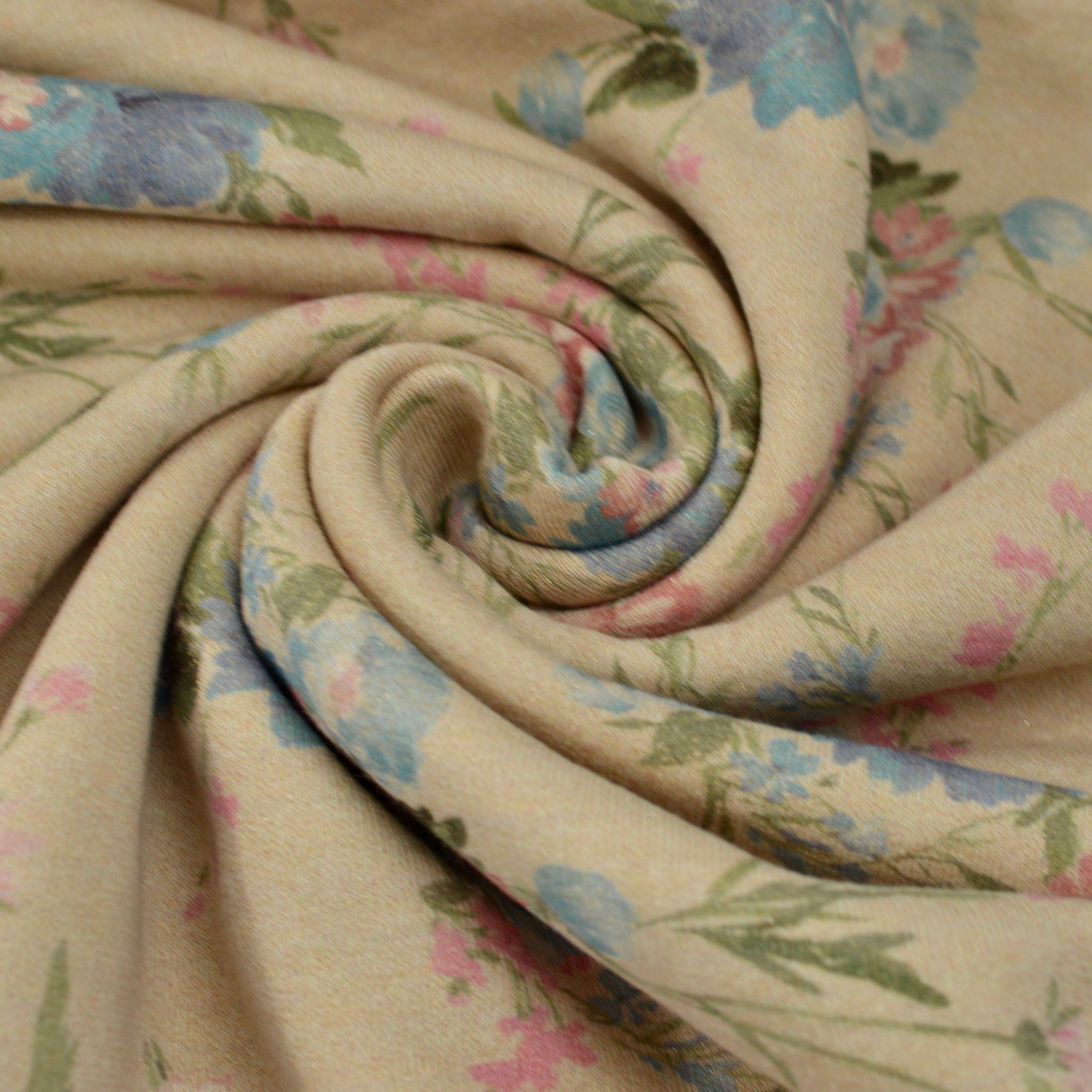 Sweat - Blumen auf beige mit Glitzer Fabric poshpinks