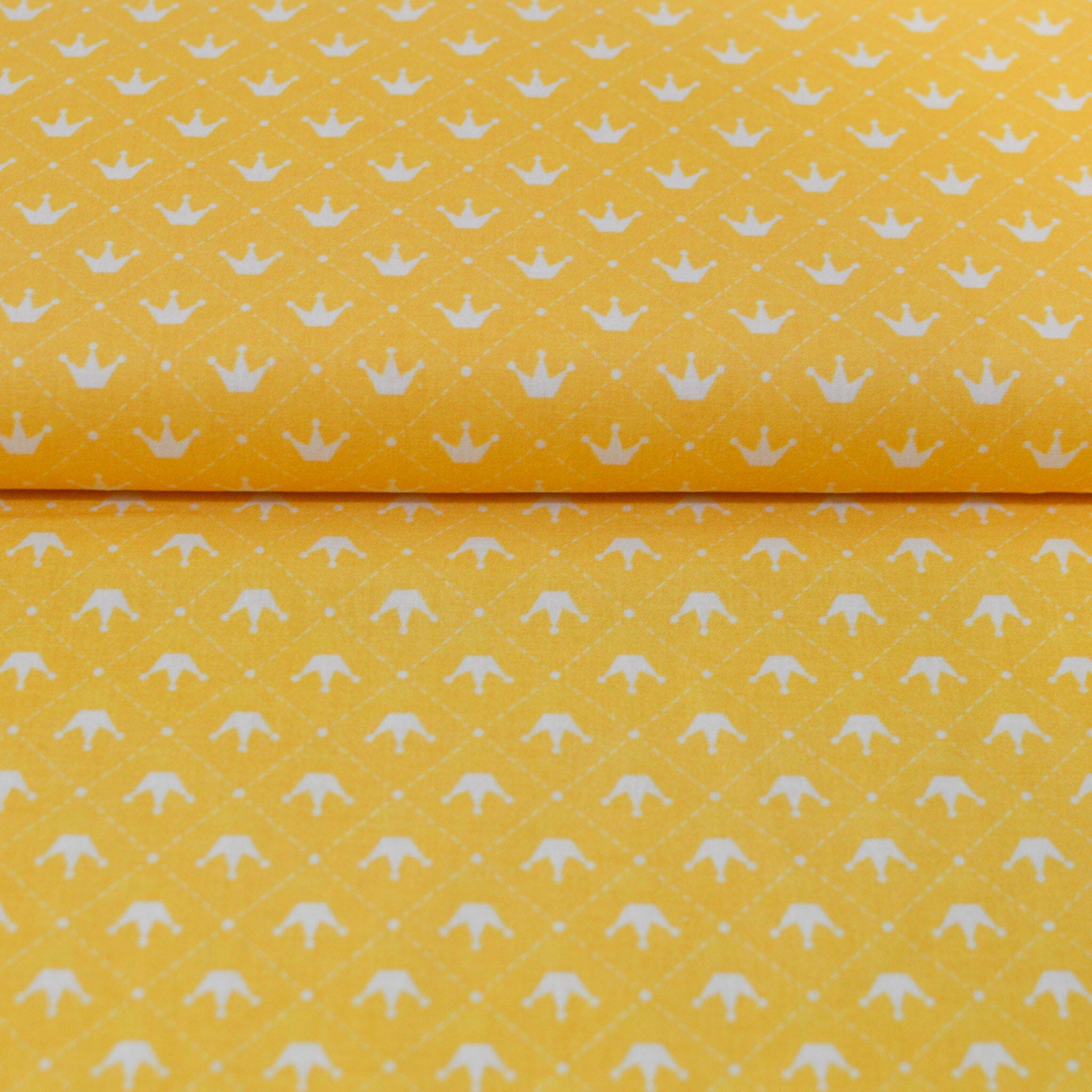 Baumwolle - Popeline - Kronen gelb Fabric poshpinks