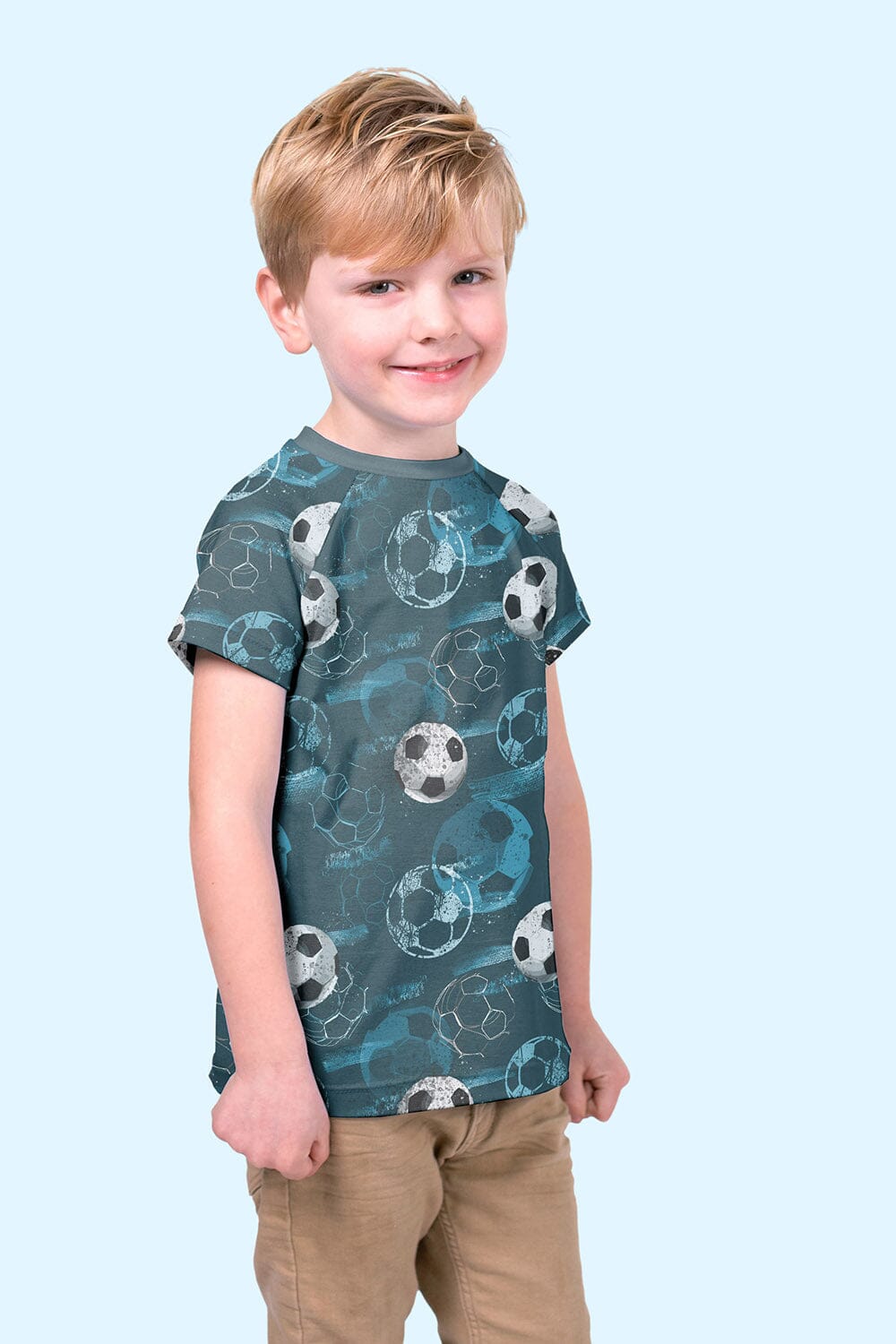 Baumwolljersey - Fußball - petrol Schwarz - Glitzerpüppi Eigenproduktion Fabric poshpinks