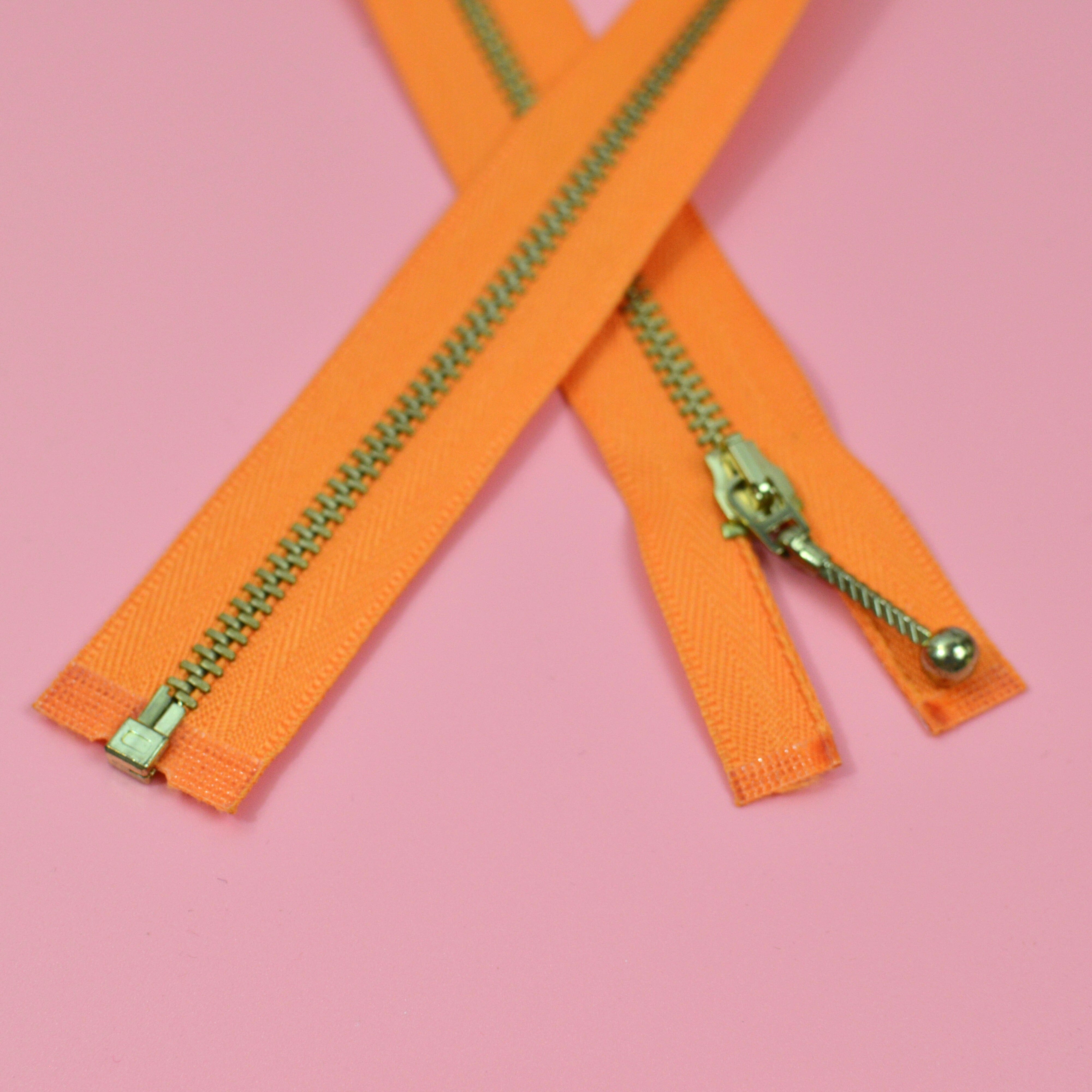 Jackenreißverschluss Metall Tommy 50 cm orange gold Paket poshpinks