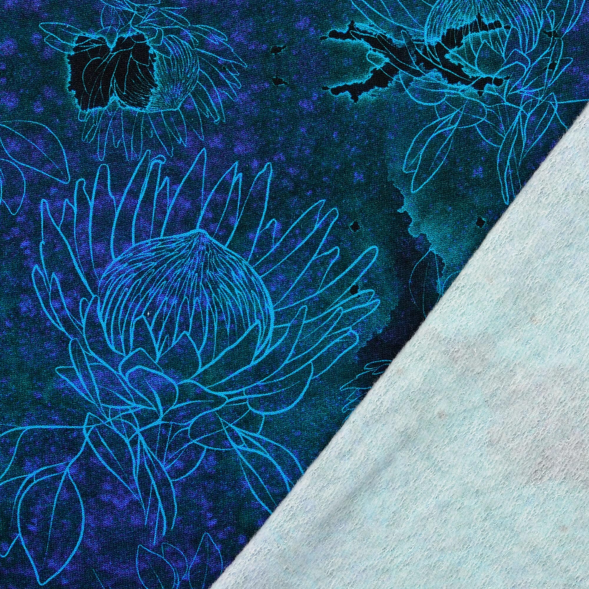 Sommersweat - angeraut - Protea - Blue Lagoon Fabric poshpinks