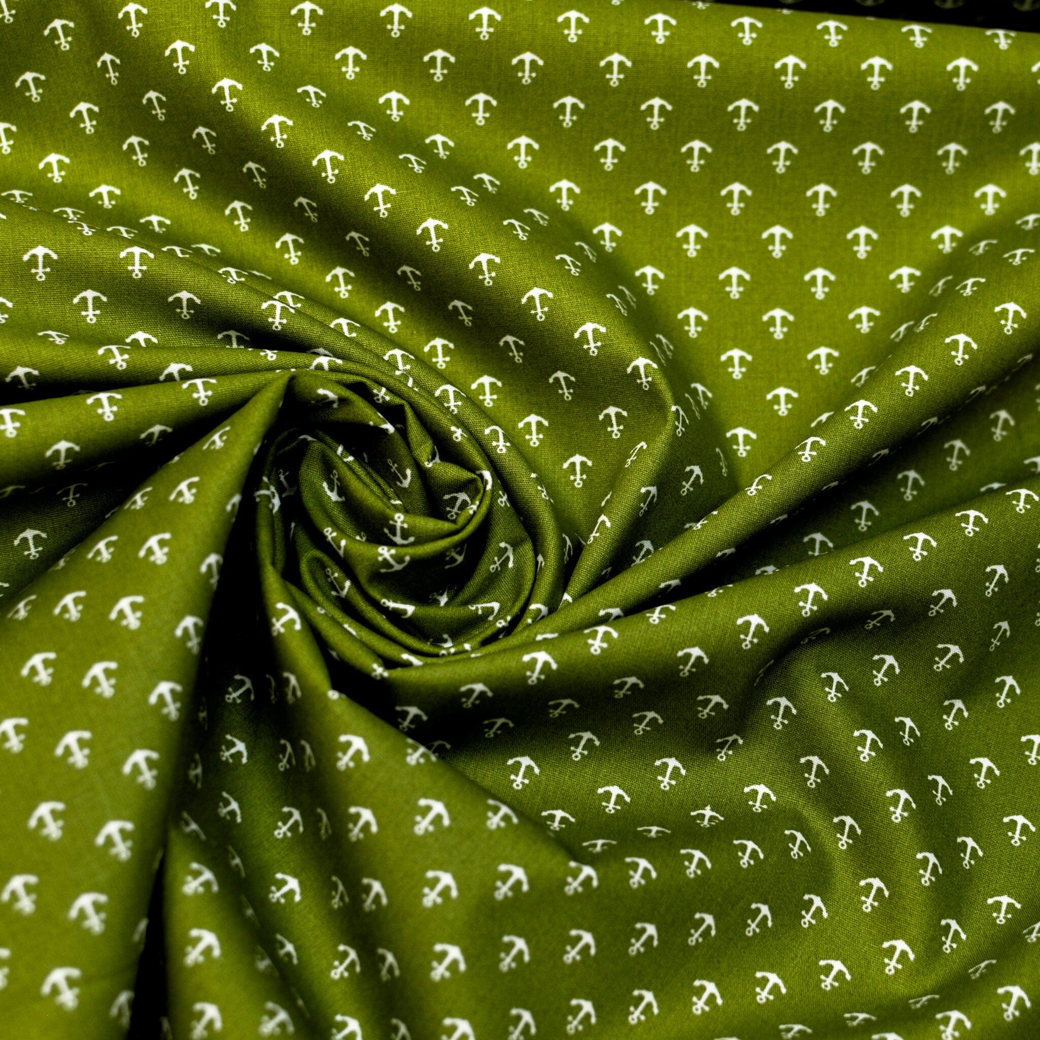 Baumwoll Popeline Anker - Mini - grün weiß Fabric poshpinks