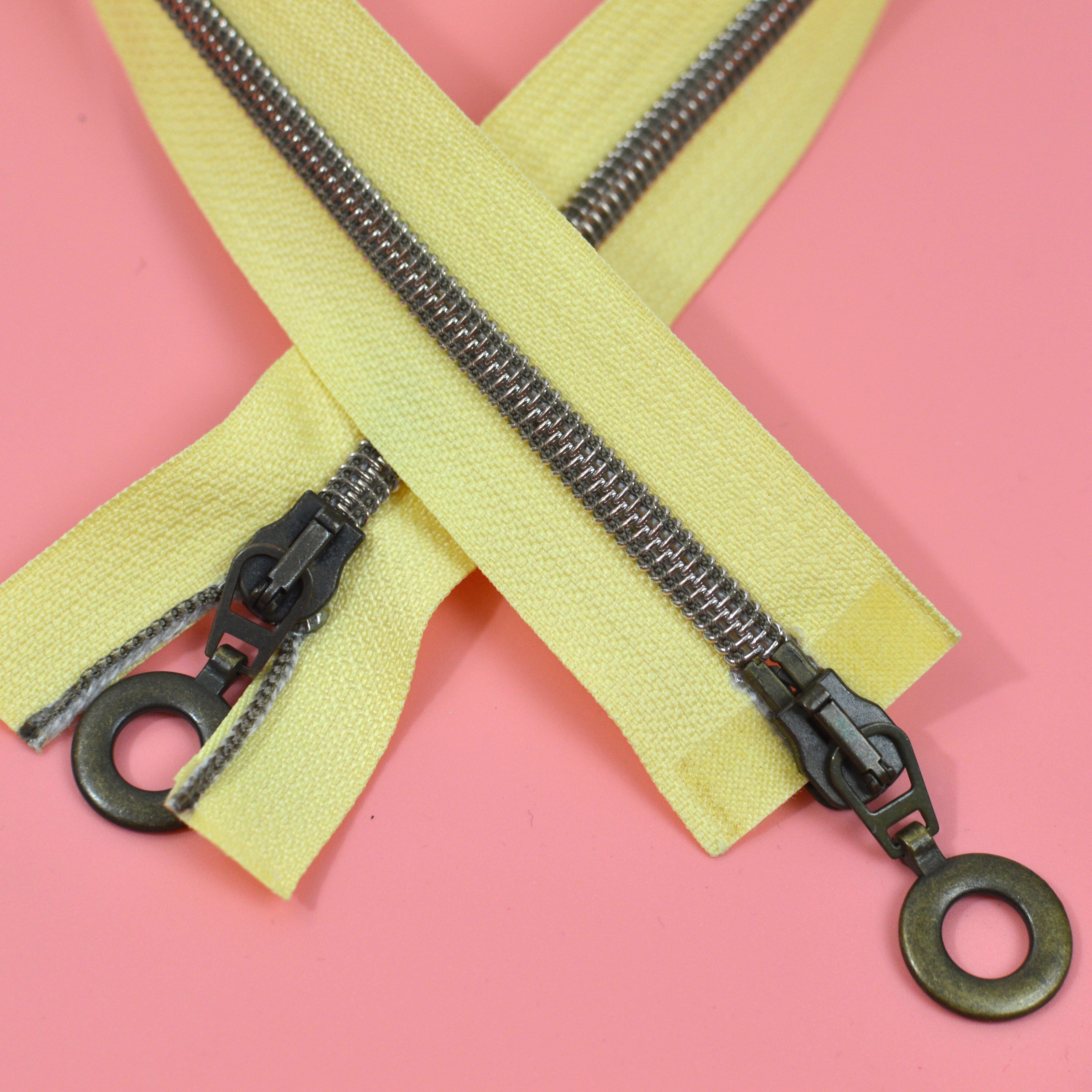 Jackenreißverschluss 2 Wege Koko 67 cm gelb messing Kunststoff metalloptik Paket poshpinks