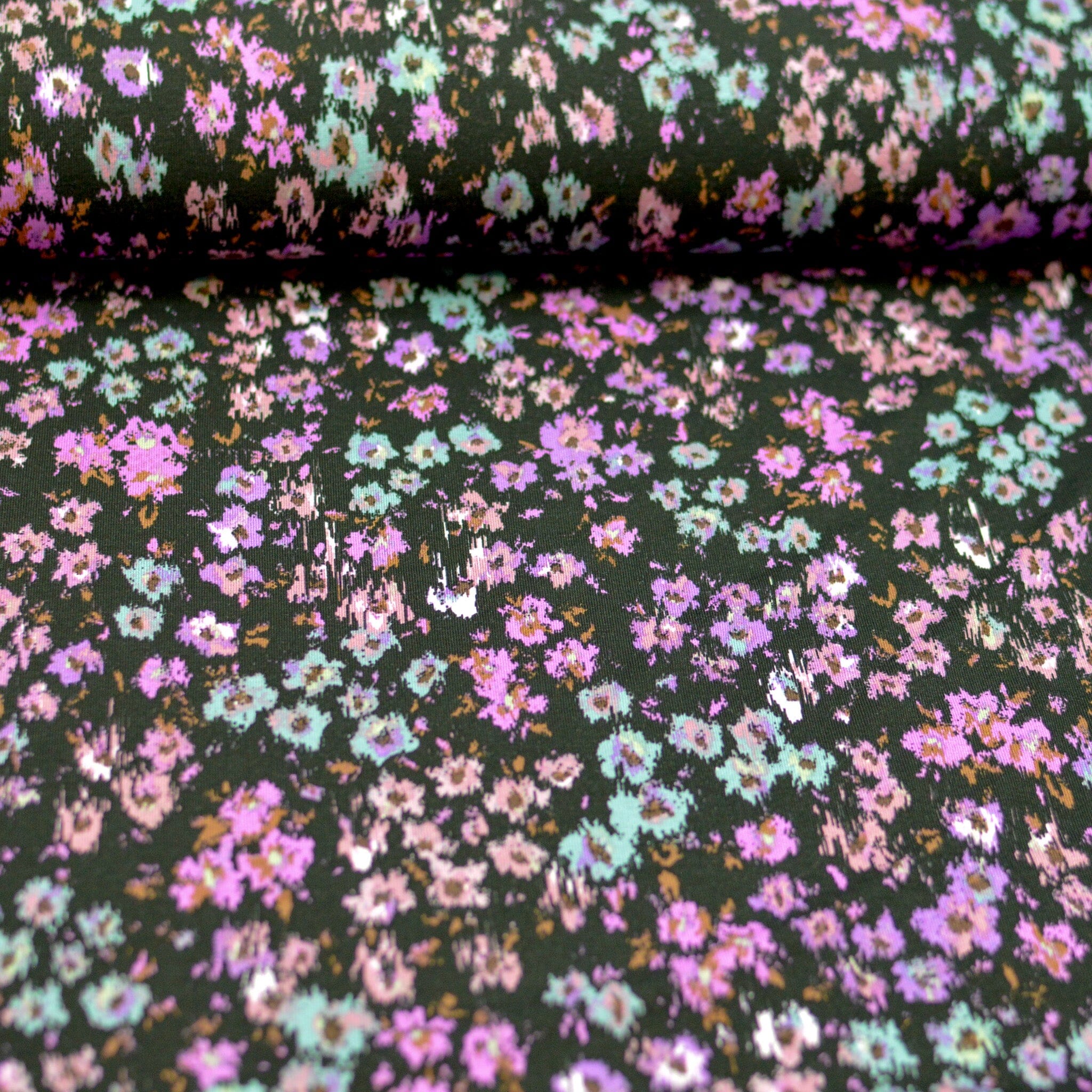 Viskose Jersey - Blümchen pink lila blau Fabric poshpinks