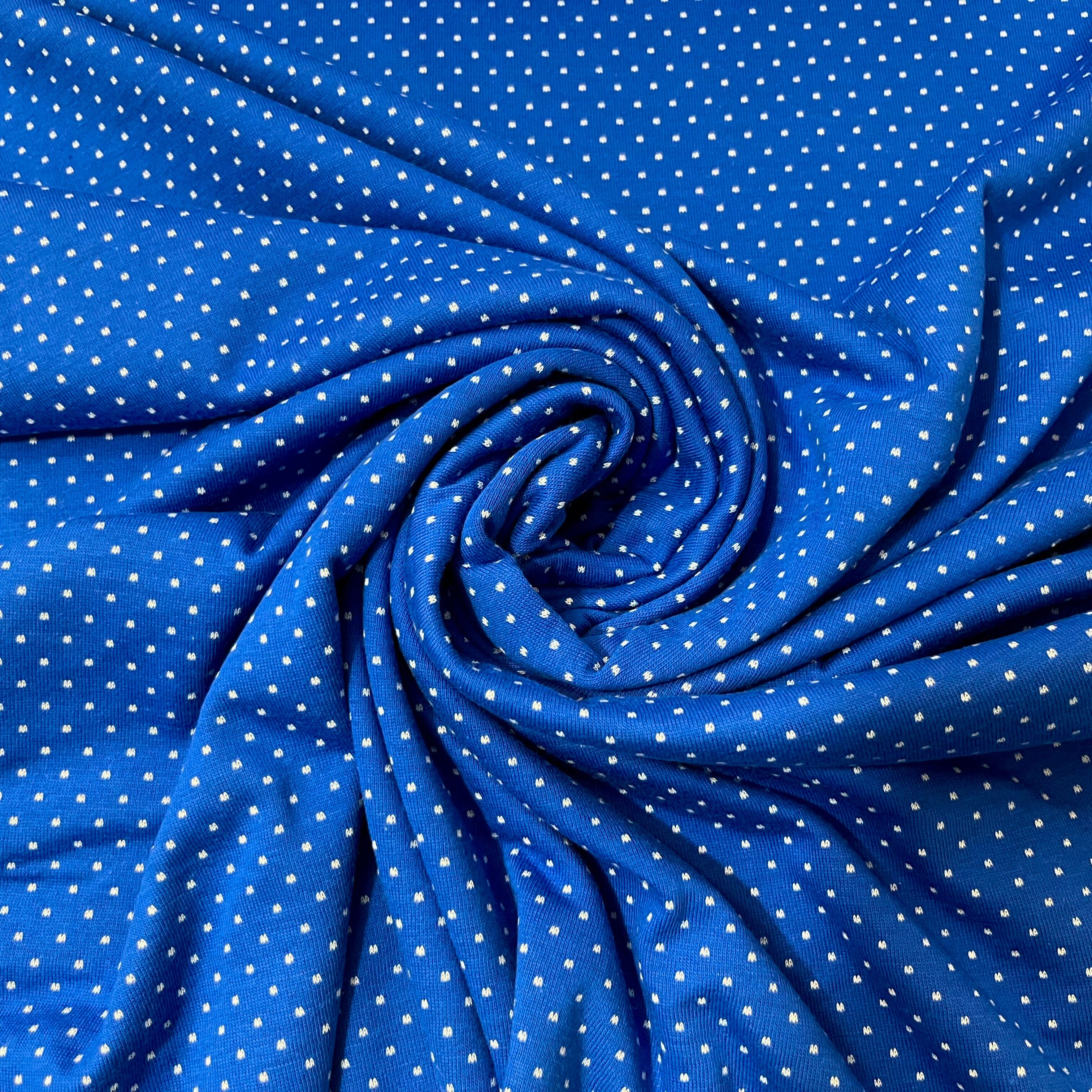 Jacquardjersey - Double Face - Punkte - royalblau weiß Fabric poshpinks