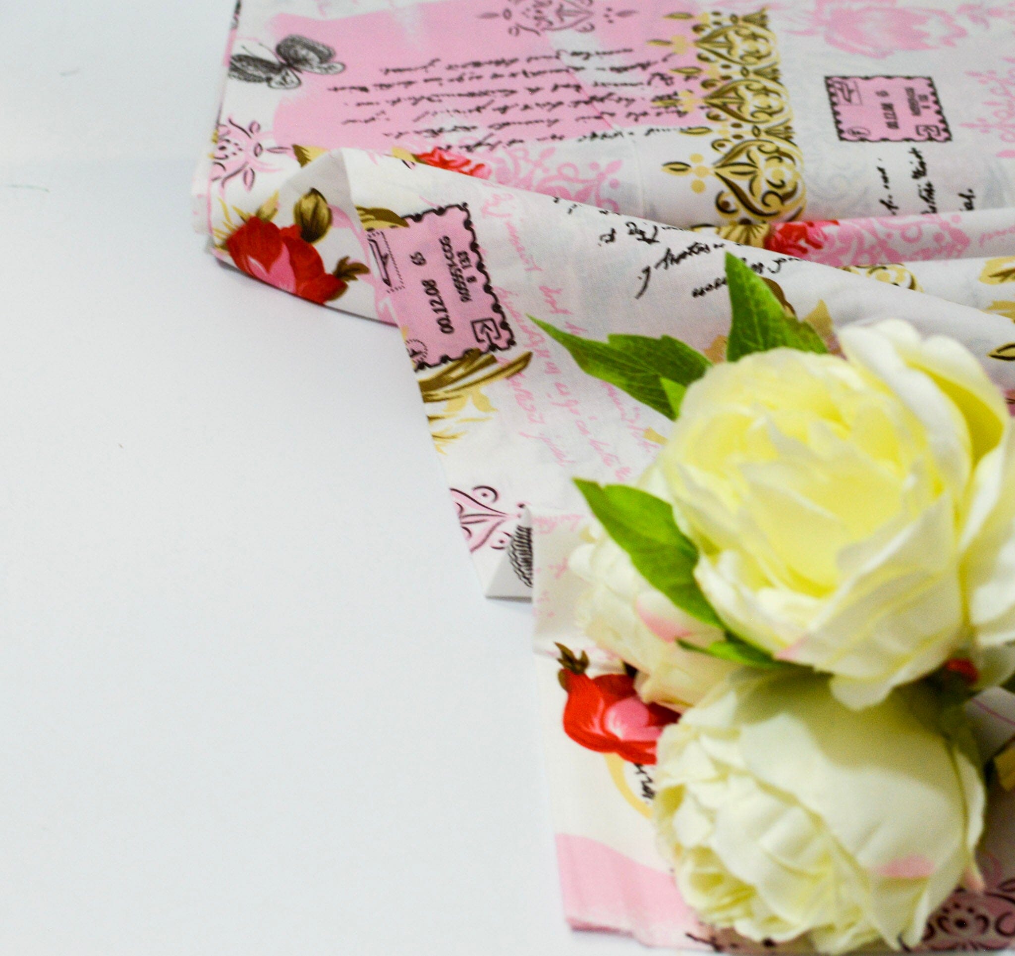 Baumwolle - Popeline - Letter & Flowers Fabric poshpinks