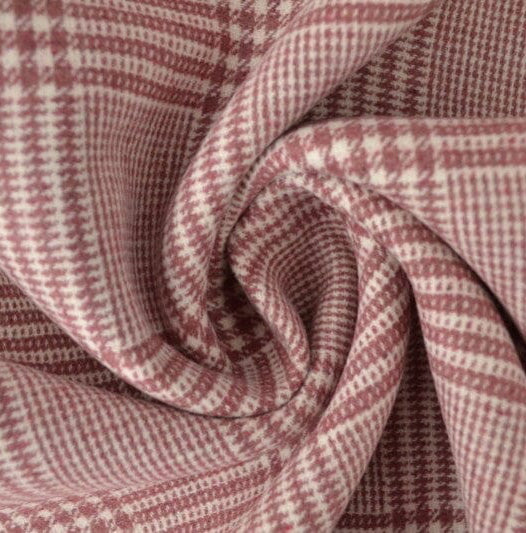 Mantelstoff - Rosé Natur kariert - angeraut Fabric poshpinks