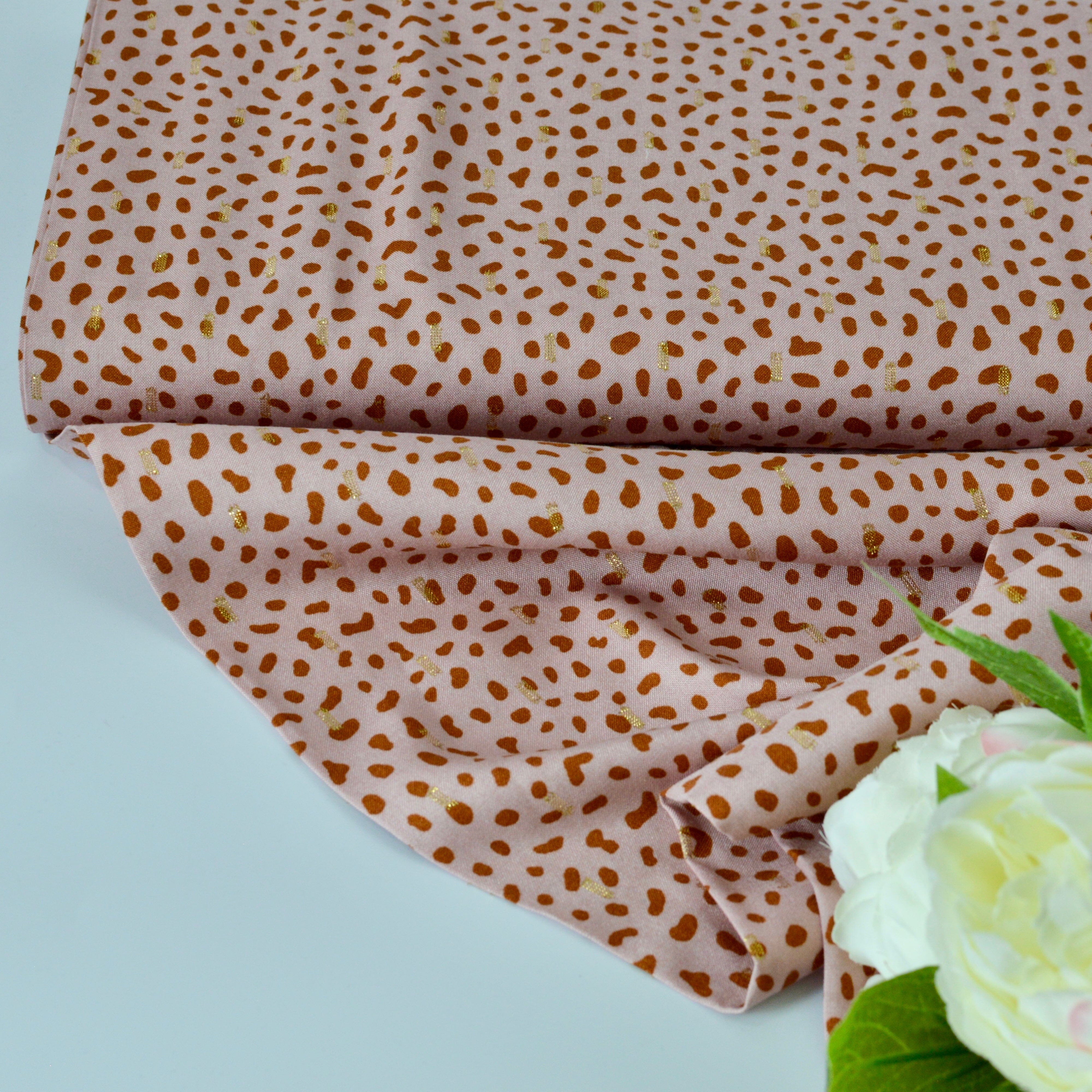 Viskose - Dots & Glitzer - rosa rost Fabric poshpinks