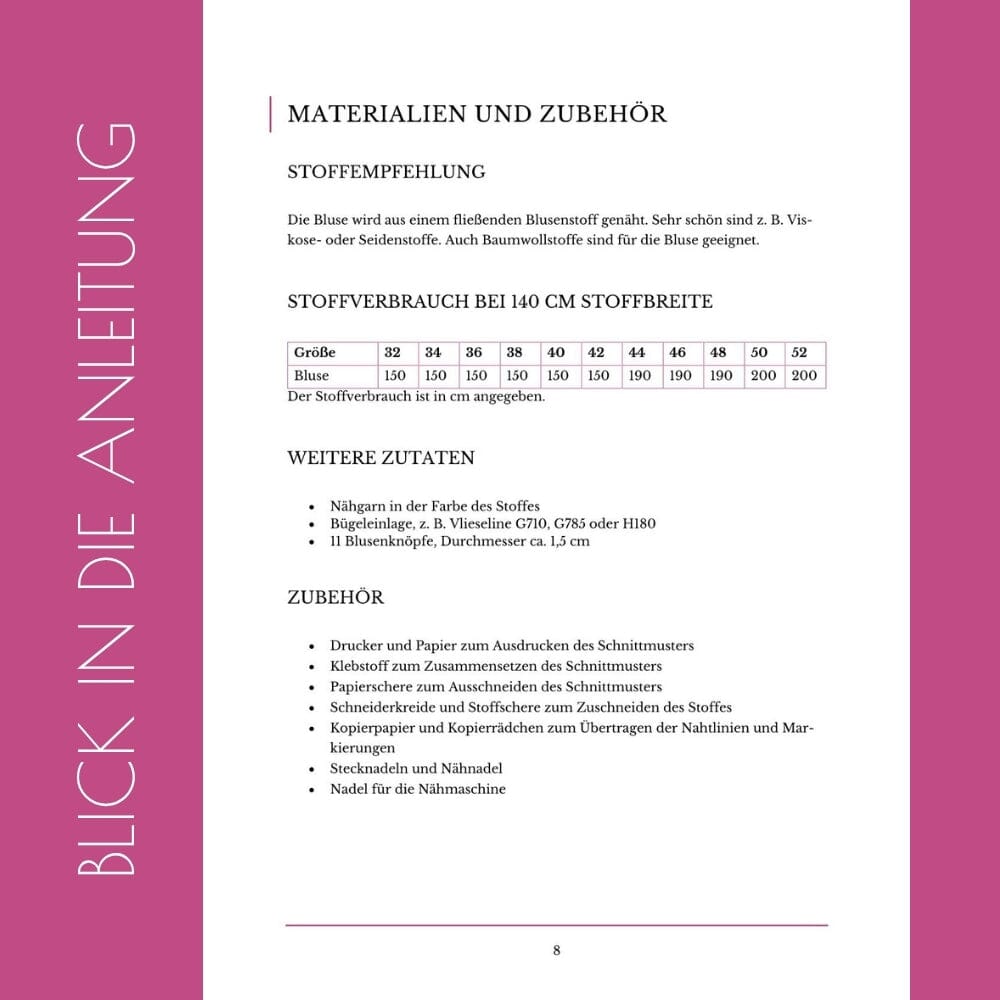 Purpurnaht Schnittmuster Ebook - Bluse & Skylar - Gr. 32-52 Schnittmuster poshpinks