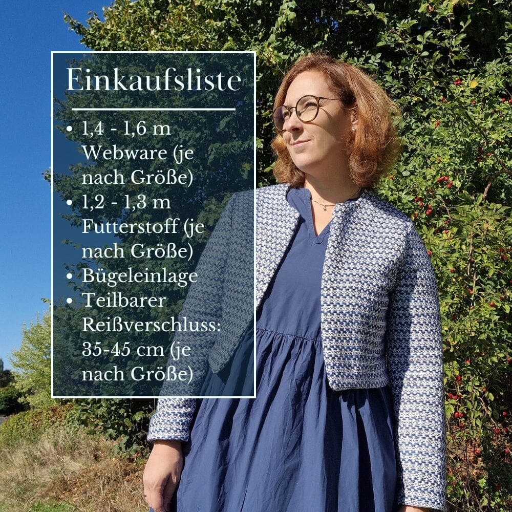 Purpurnaht Schnittmuster Ebook - Kurzjacke Julia - Gr. 32-52 Schnittmuster poshpinks