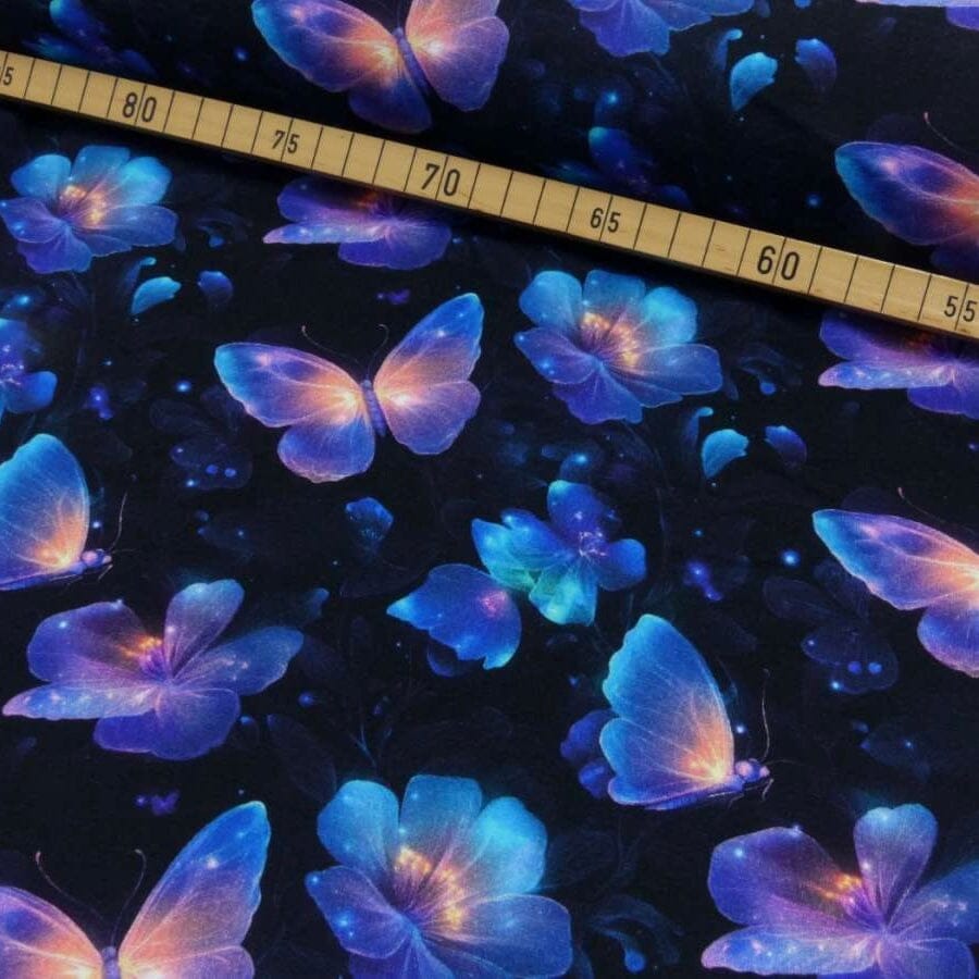 French Terry - magic Butterflies - Schmetterlinge auf schwarz