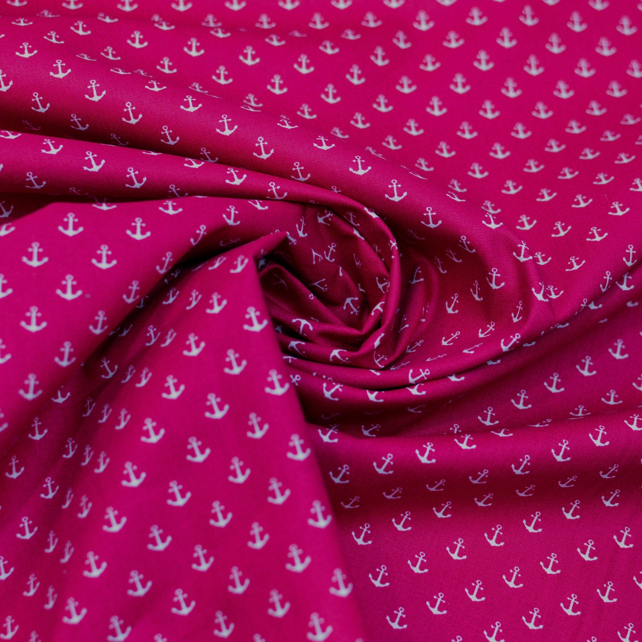 Baumwoll Popeline Anker - Mini - himbeer pink weiß Fabric poshpinks