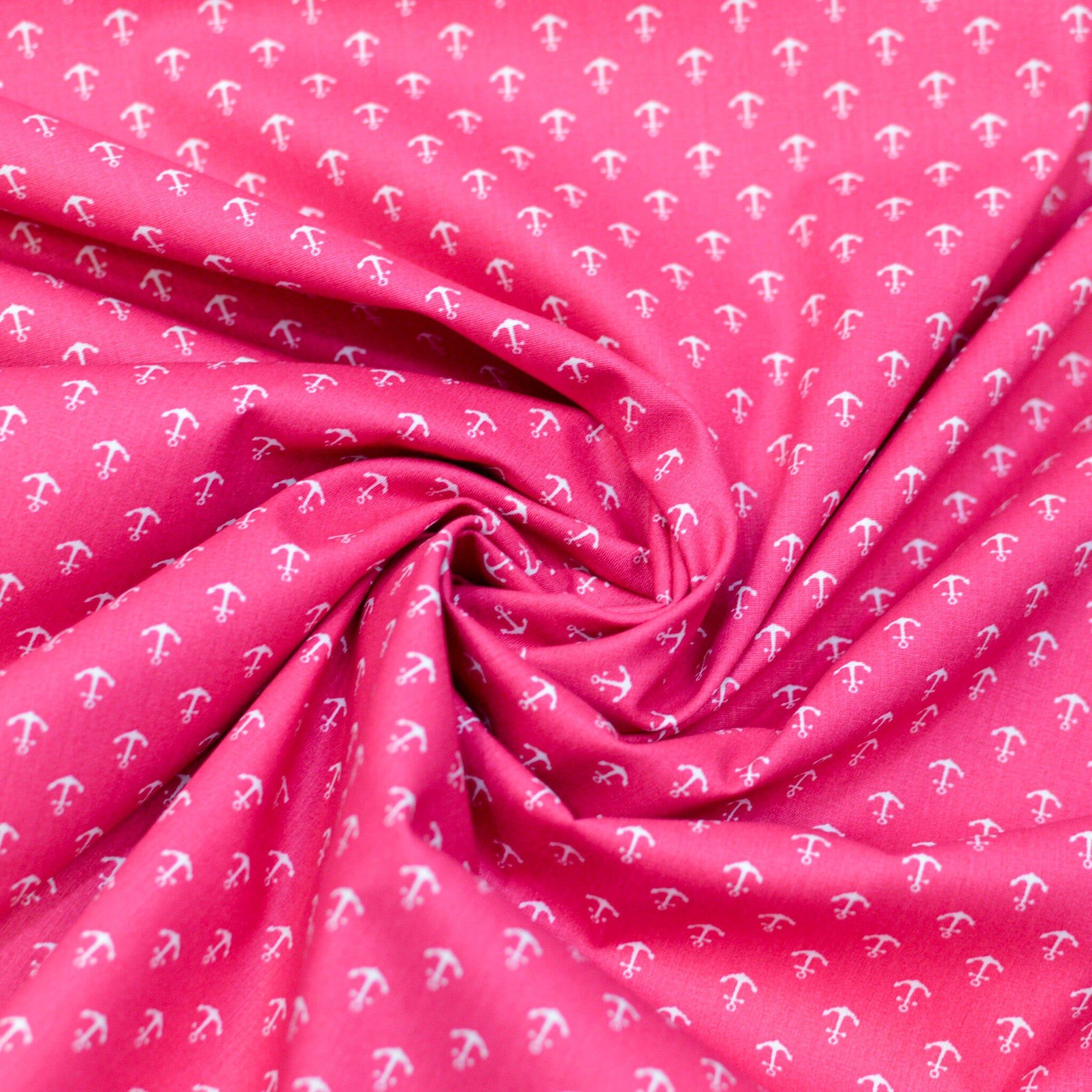 Baumwoll Popeline Anker - Mini - pink weiß Fabric poshpinks