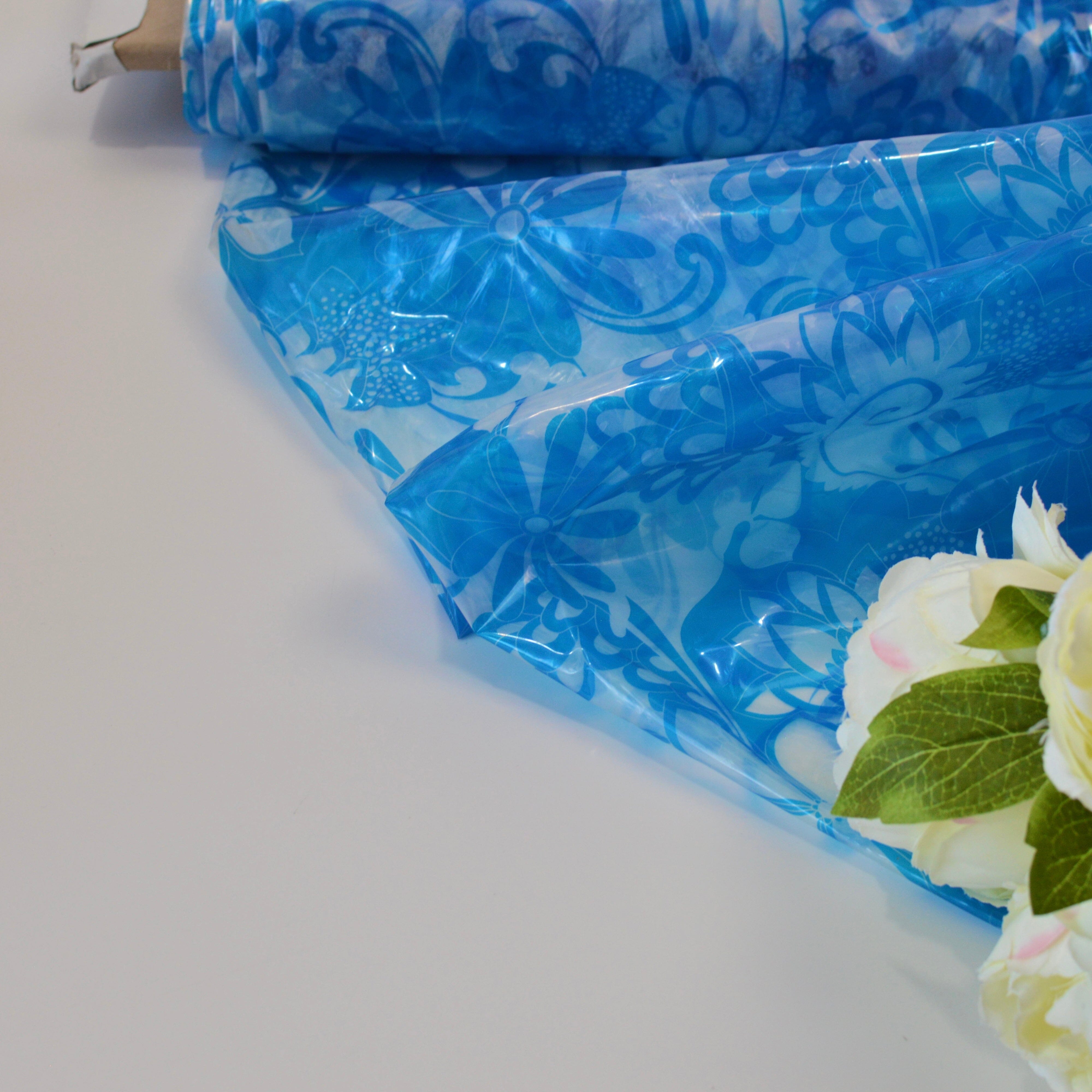 Regenjackenstoff - Blumen blau klar Fabric poshpinks