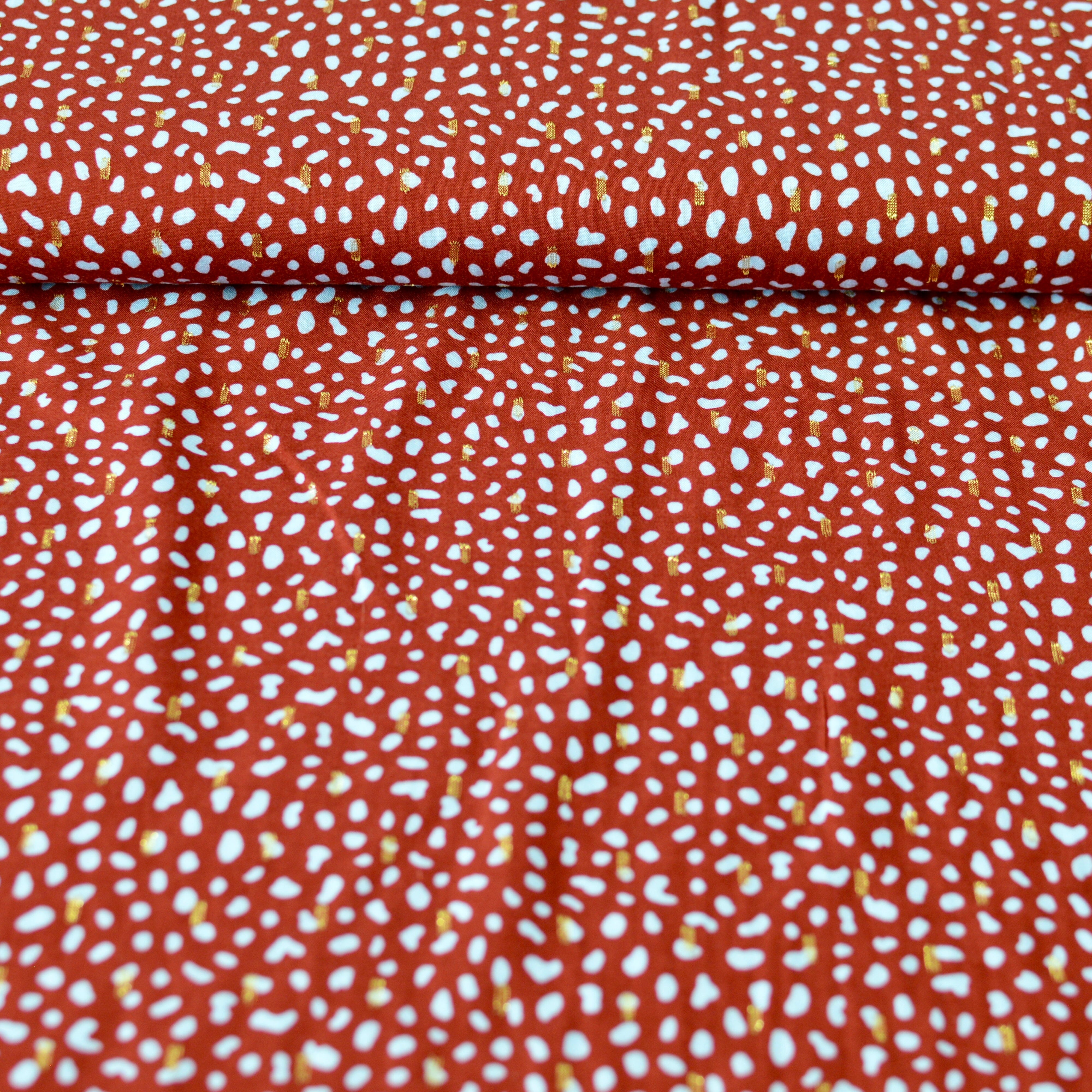 Viskose - Dots & Glitzer - bordeauxrot hellblau Fabric poshpinks
