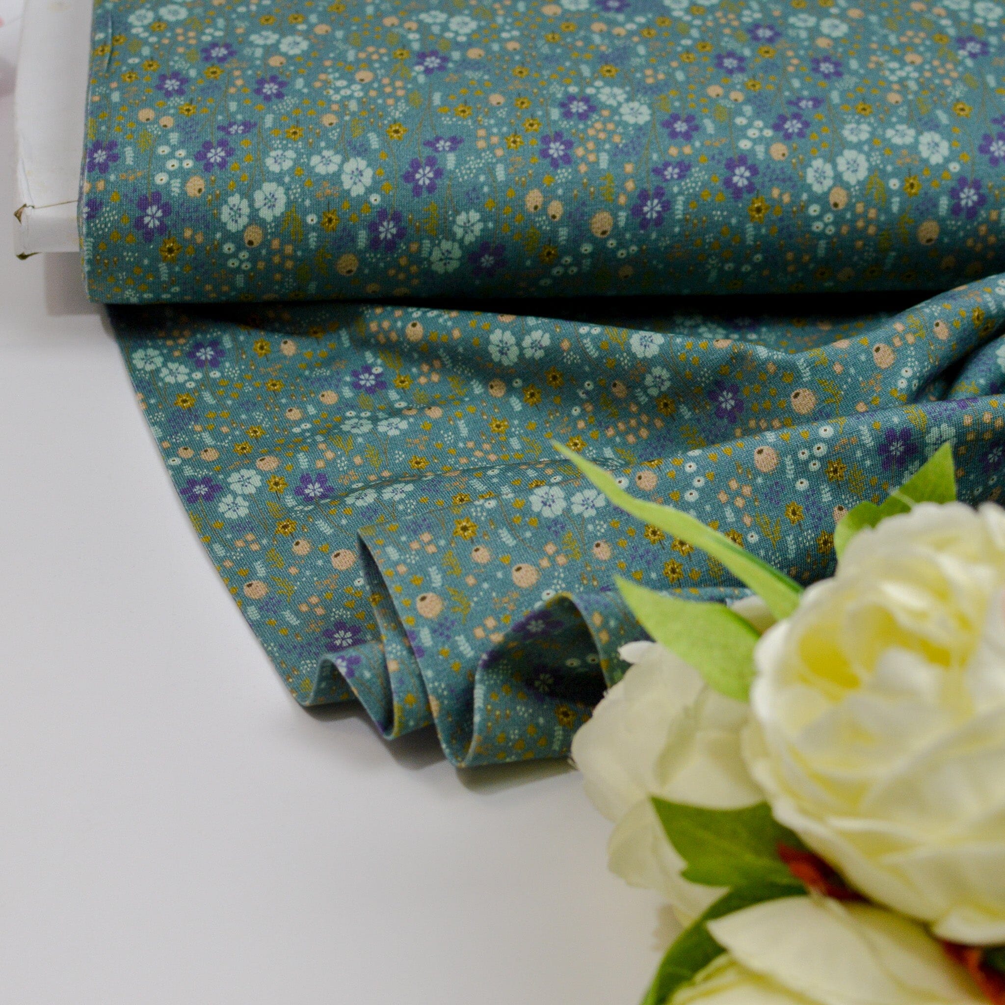 Baumwolljersey - Wildflowers - Old green Fabric poshpinks