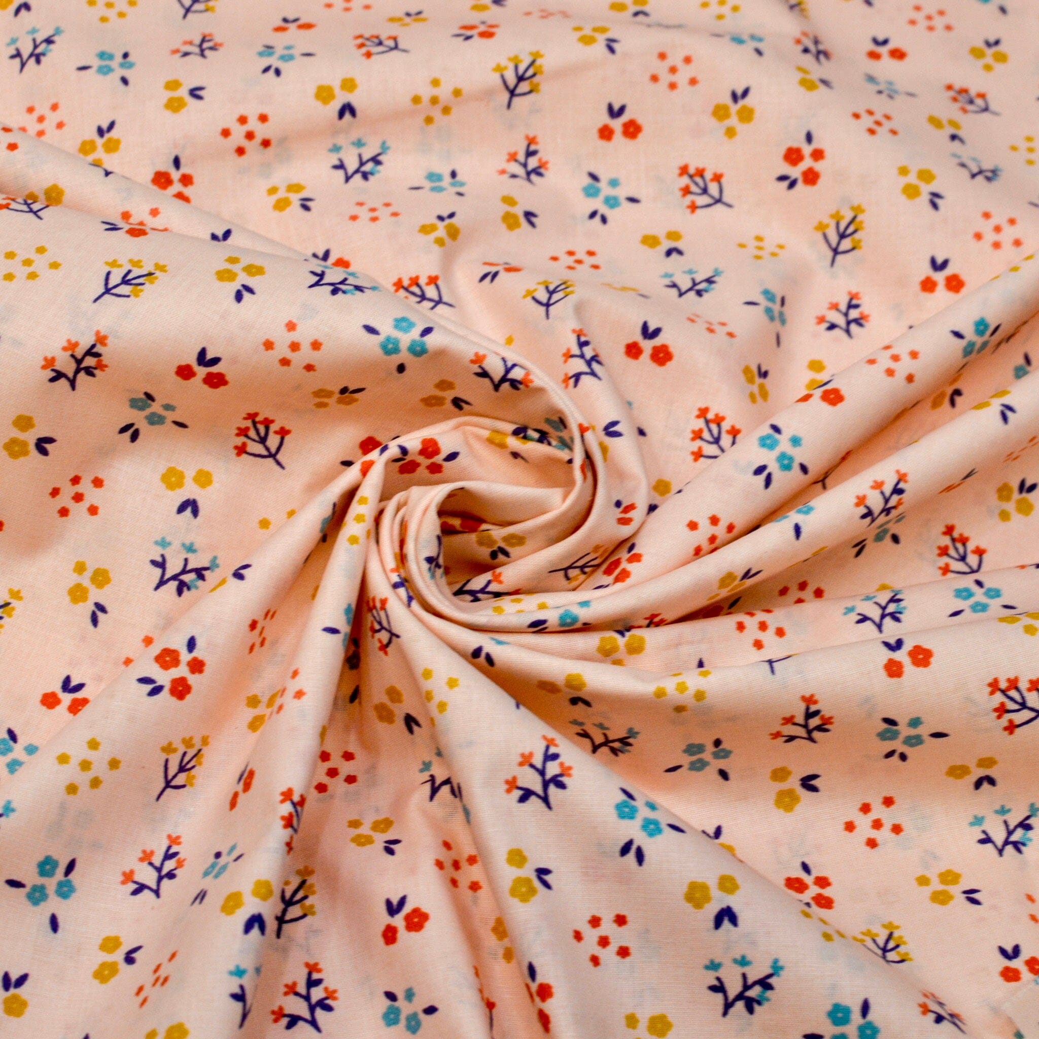 Baumwoll Popeline Flowers - Mini - peach honey cobalt Fabric poshpinks