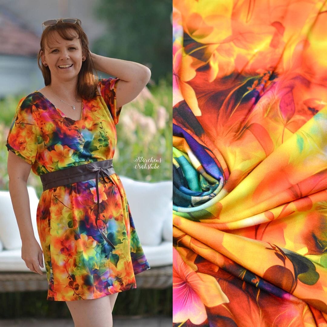 Stoffhändler mit Herz Eigenproduktion 18 - Golden Bloomfire by Tante Ema Fabric poshpinks