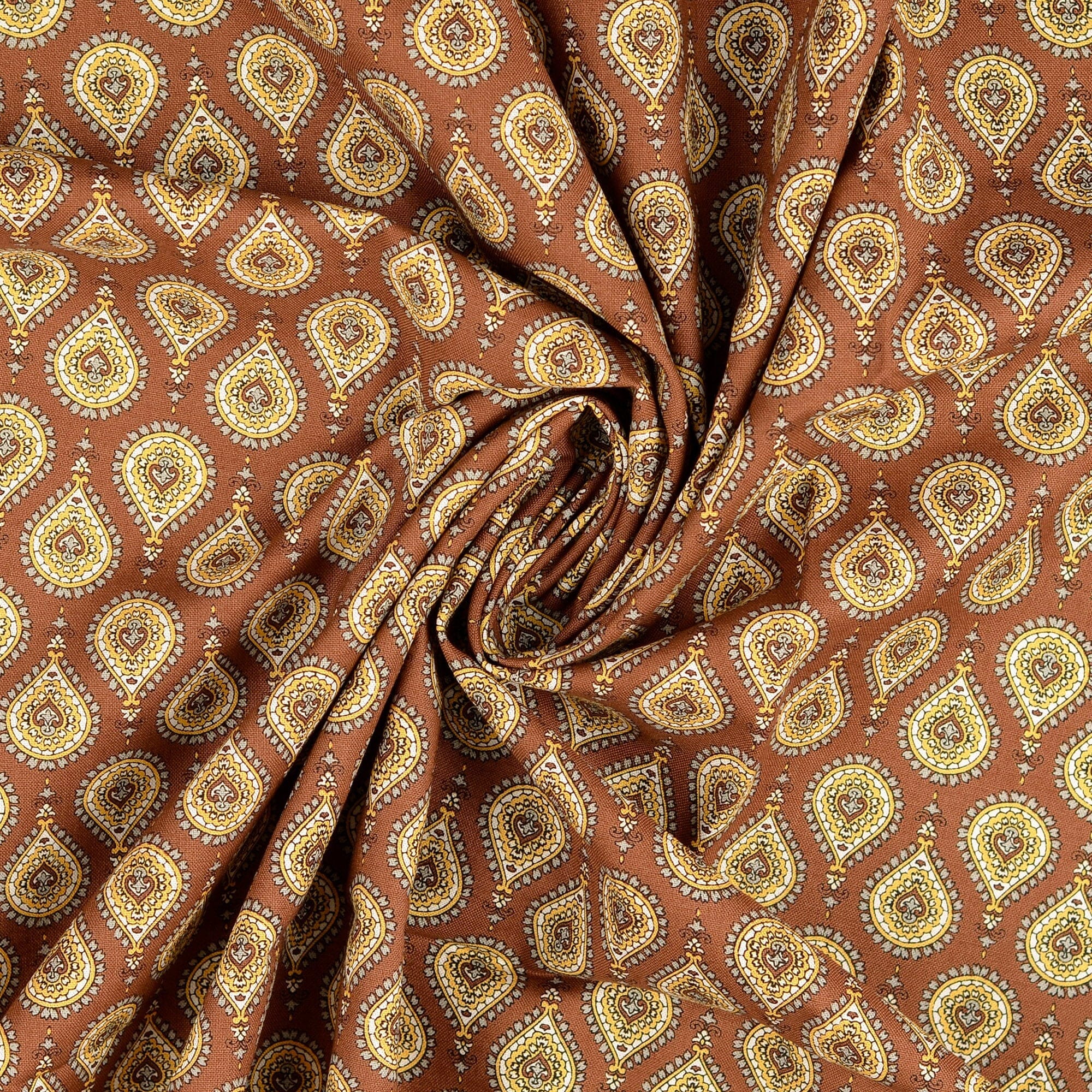 Baumwoll Popeline - Freesia - Kombi retro Ornamente Beige Fabric poshpinks